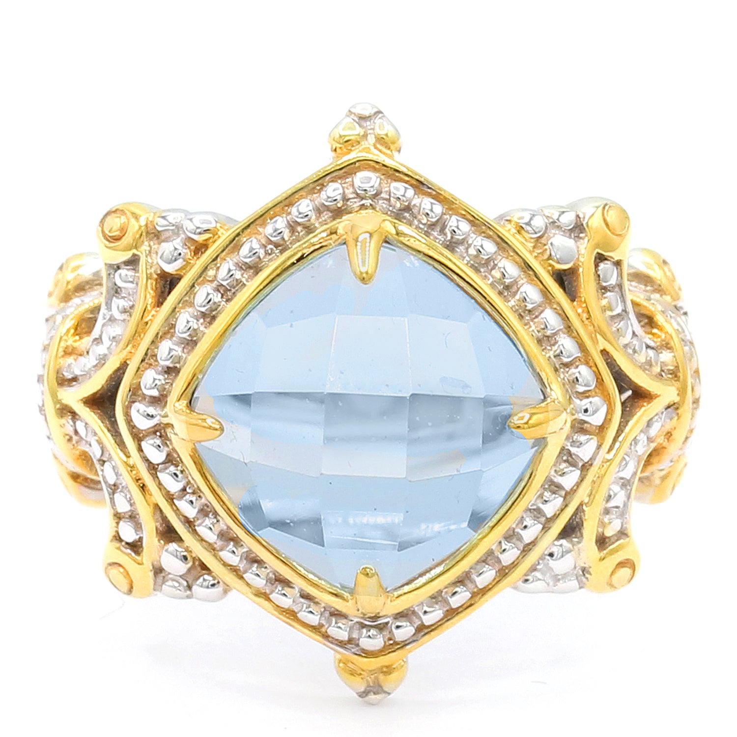 Gems en Vogue 5.39ctw Rose Cut Blue Topaz Ring