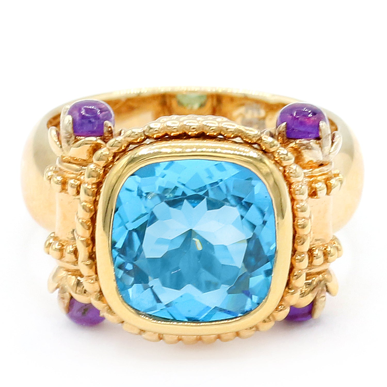 Gems en Vogue 4.49ctw Swiss Blue Topaz & African Amethyst Ring