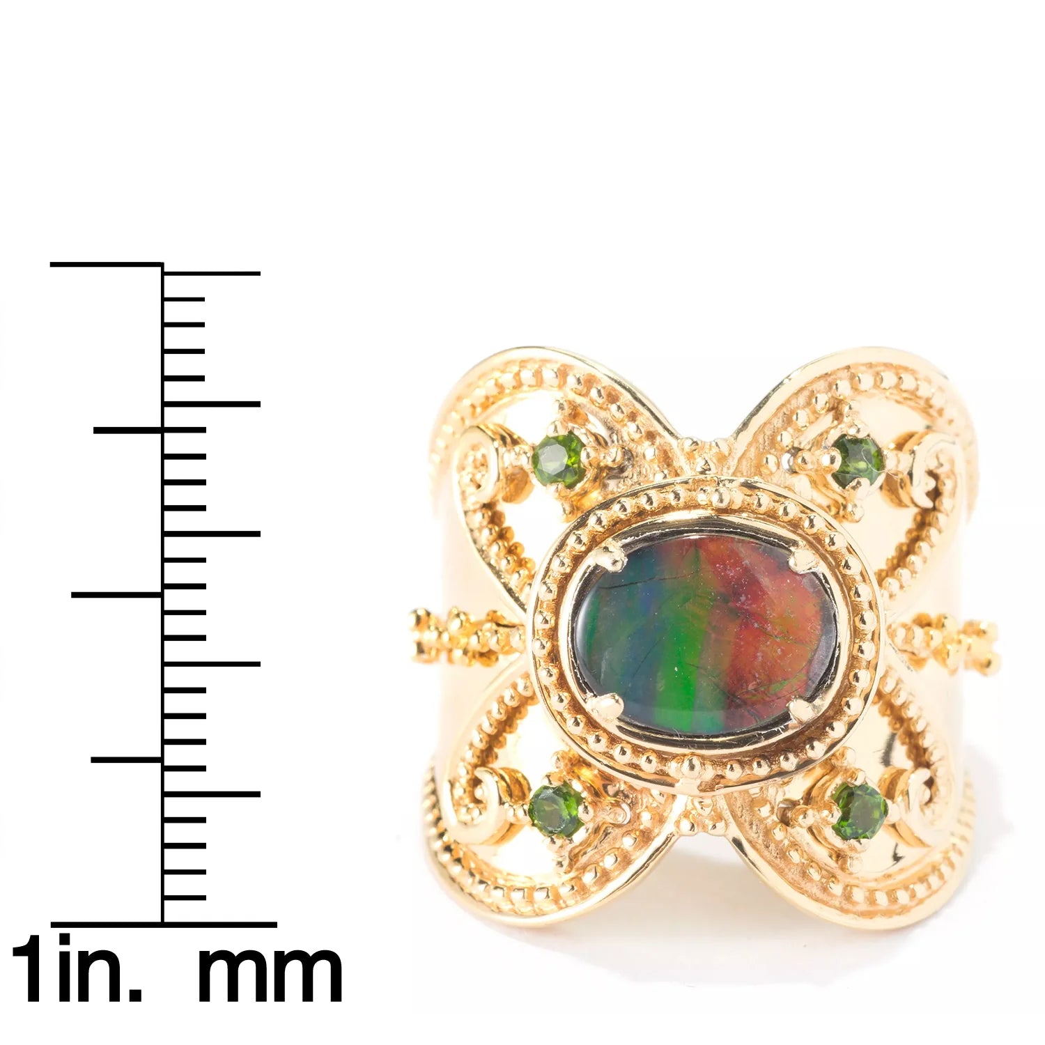 Gems en Vogue Ammolite Triplet & Chrome Diopside Ring