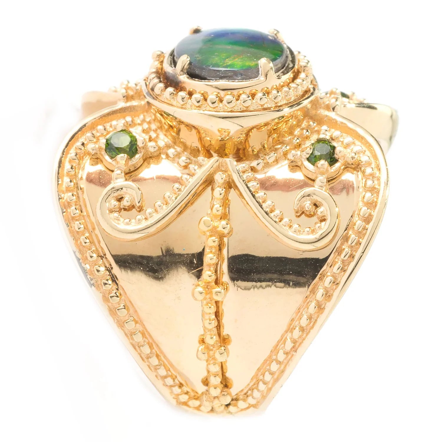 Gems en Vogue Ammolite Triplet & Chrome Diopside Ring