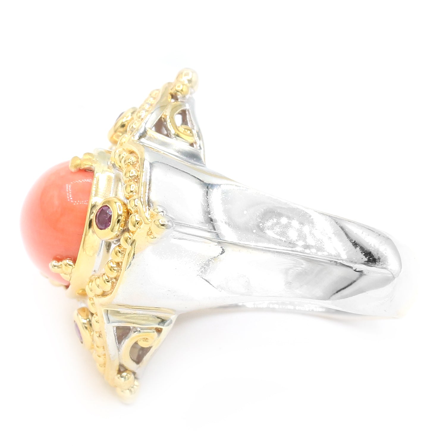 Gems en Vogue Salmon Coral & Rhodolite Garnet Ring