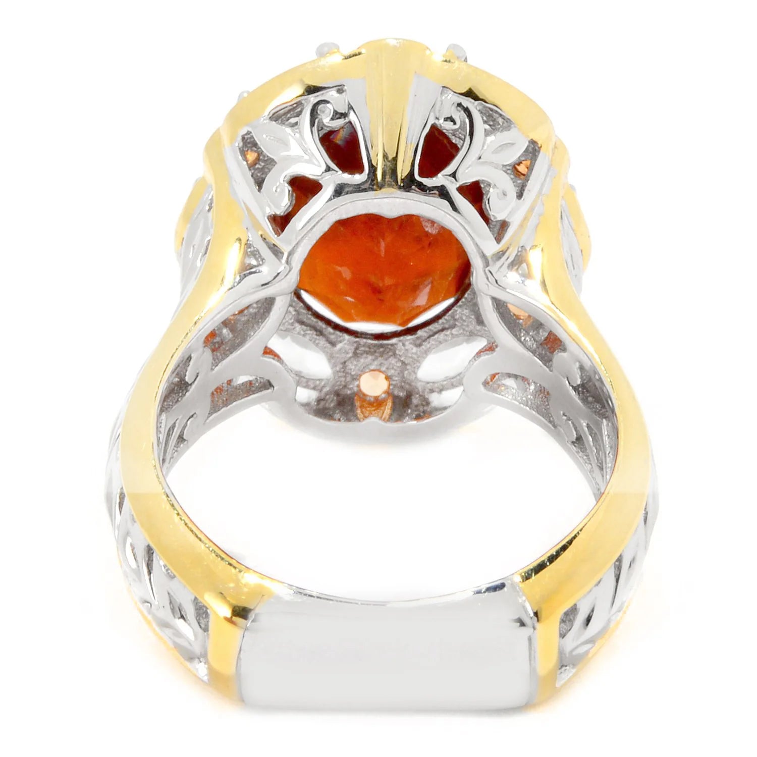 Gems en Vogue Hessonite White Zircon & Orange Sapphire Halo Ring