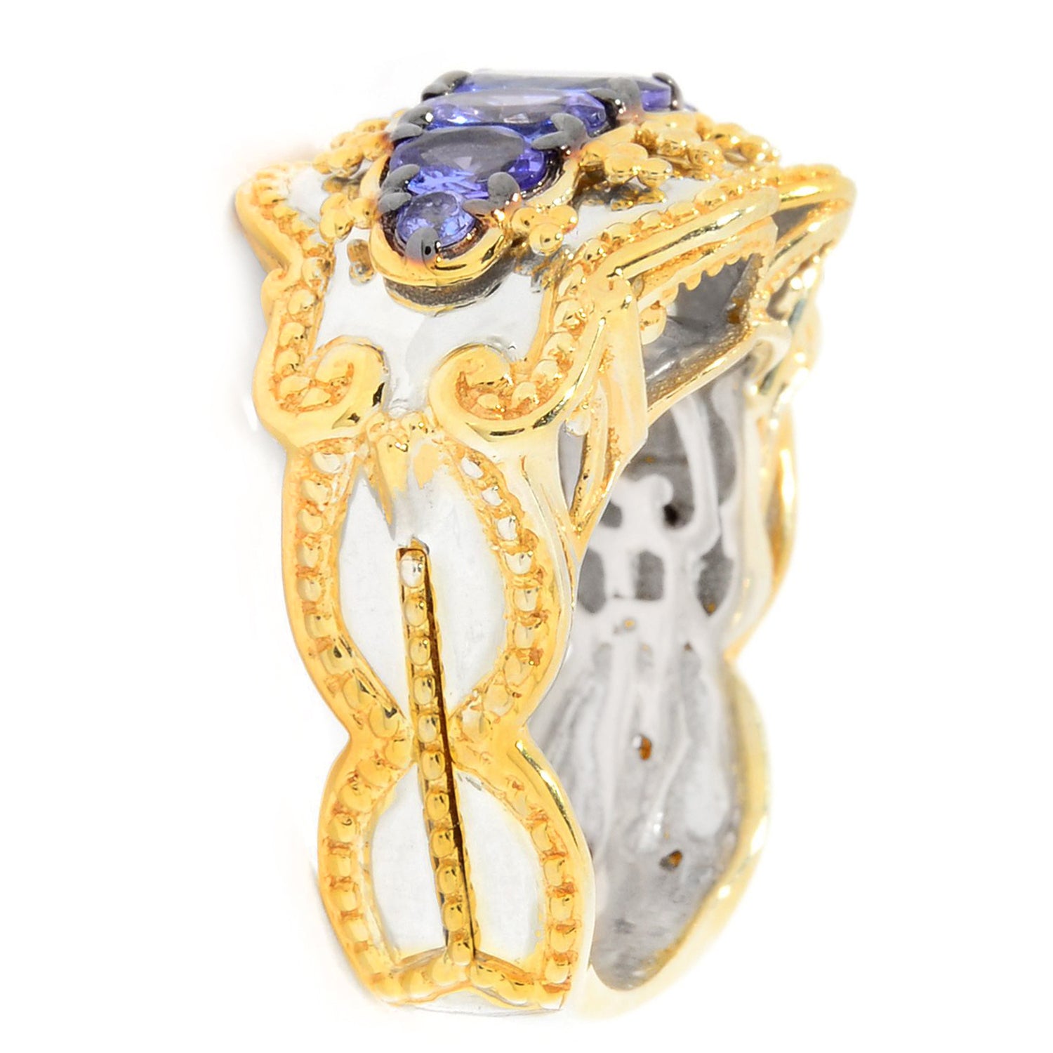 Gems en Vogue 1.29ctw Tanzanite Etruscan Band Ring
