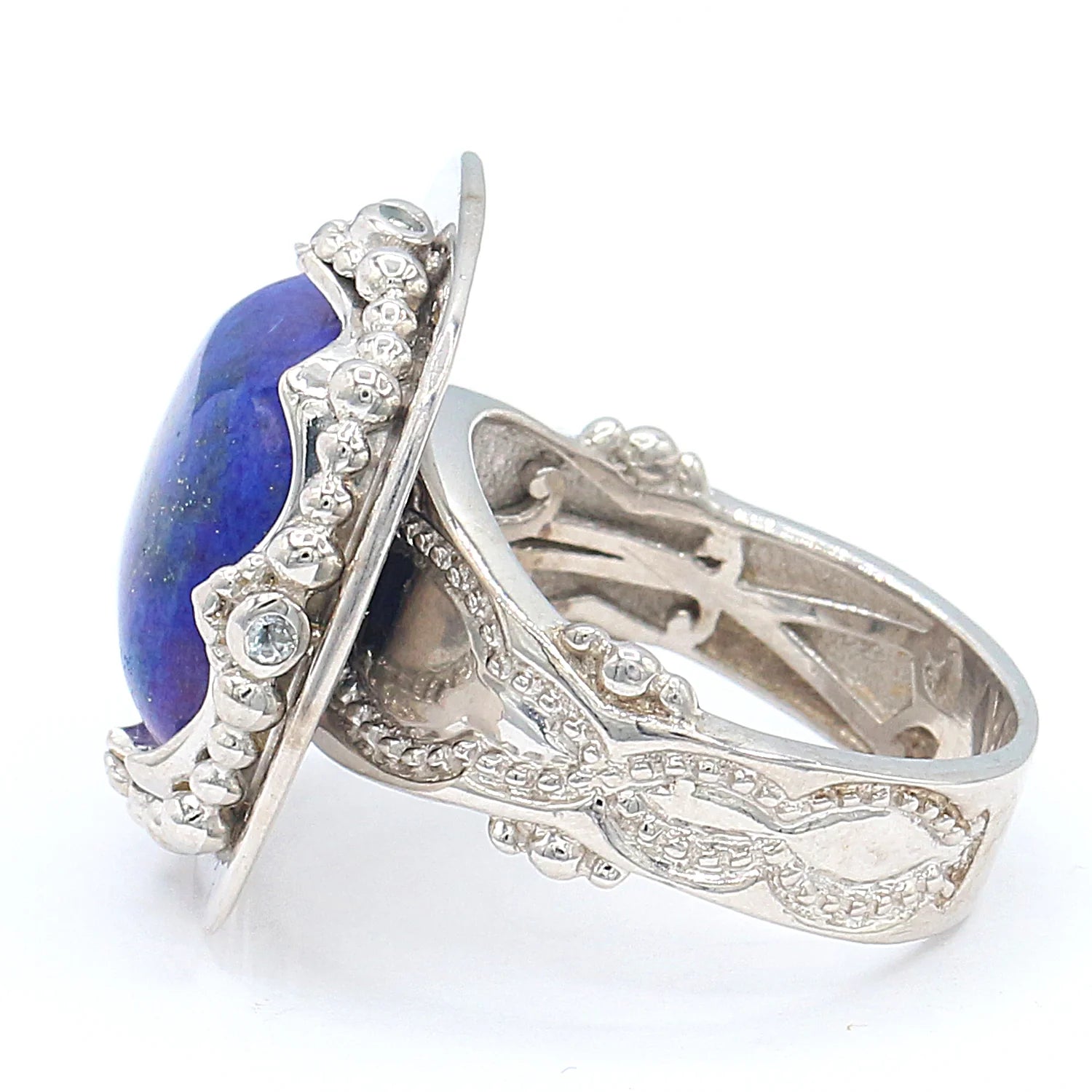 Gems en Vogue One-of-a-kind Lapis Sky Blue Topaz & White Topaz Ring