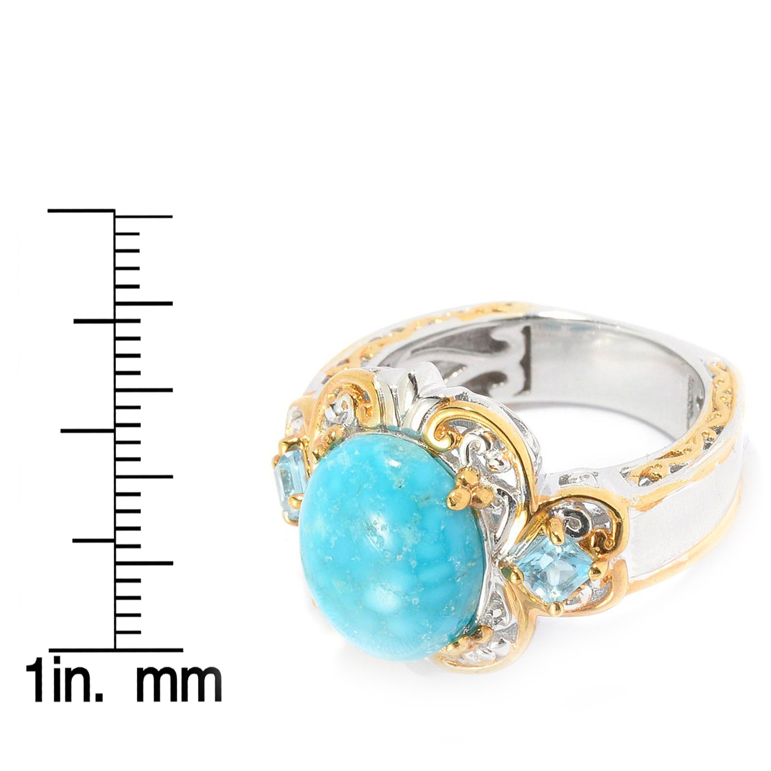 Gems en Vogue Bird's Eye Turquoise & Swiss Blue Topaz Ring