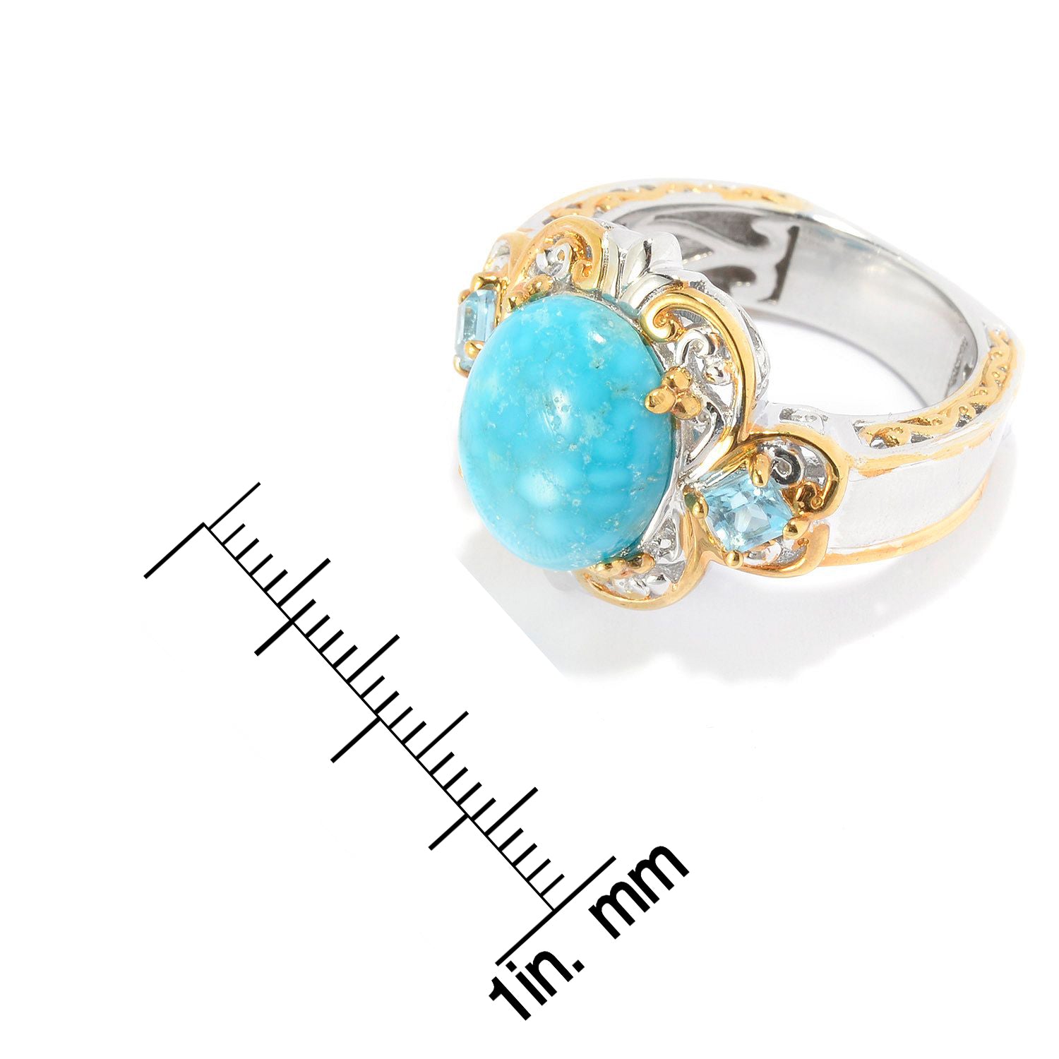 Gems en Vogue Bird's Eye Turquoise & Swiss Blue Topaz Ring