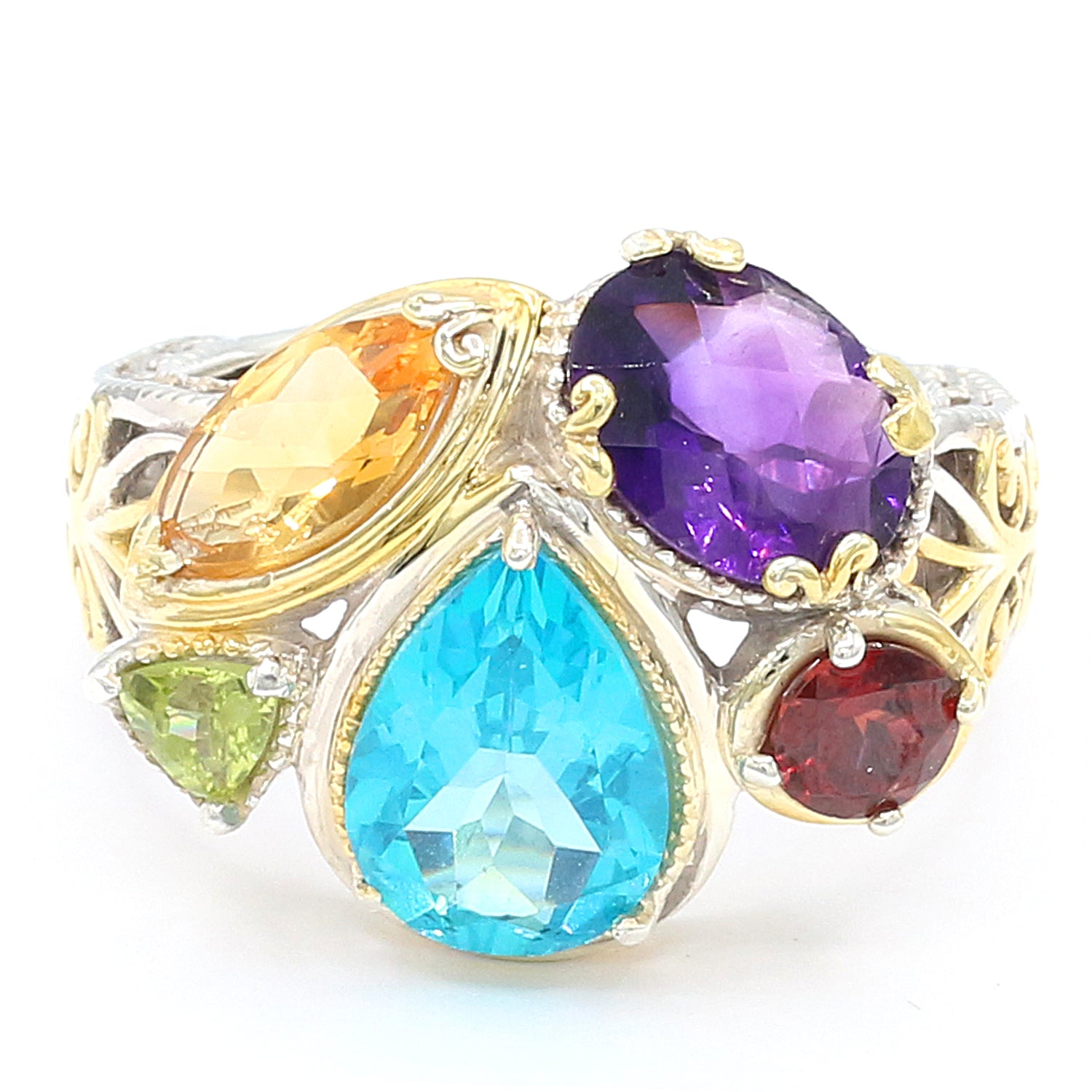 Gems en Vogue One-of-a-kind 5.22ctw Paraiba Topaz & Multi Gemstone Ring