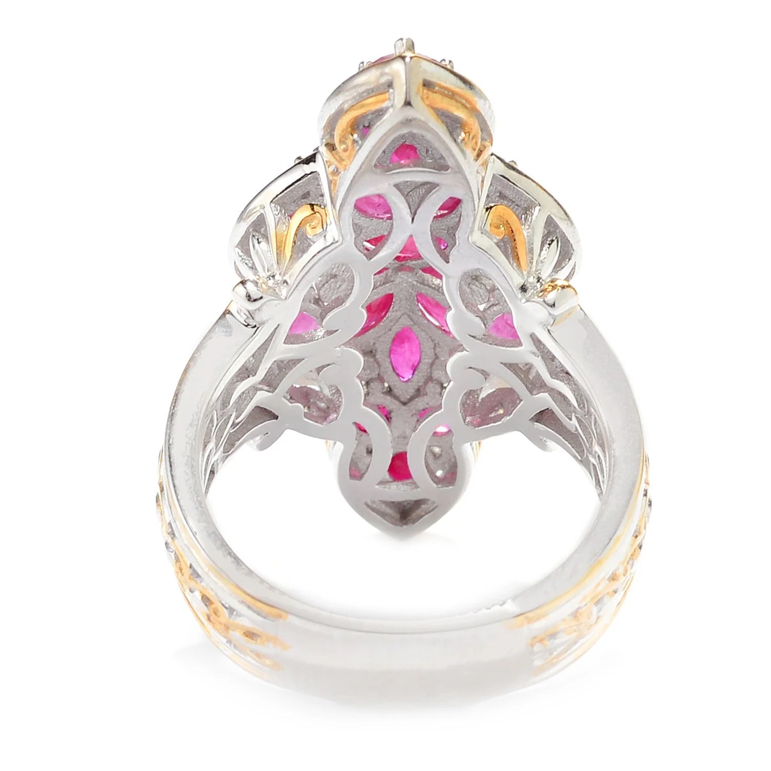 Gems en Vogue 3.31ctw Multi Shape Ruby Cluster Elongated Ring