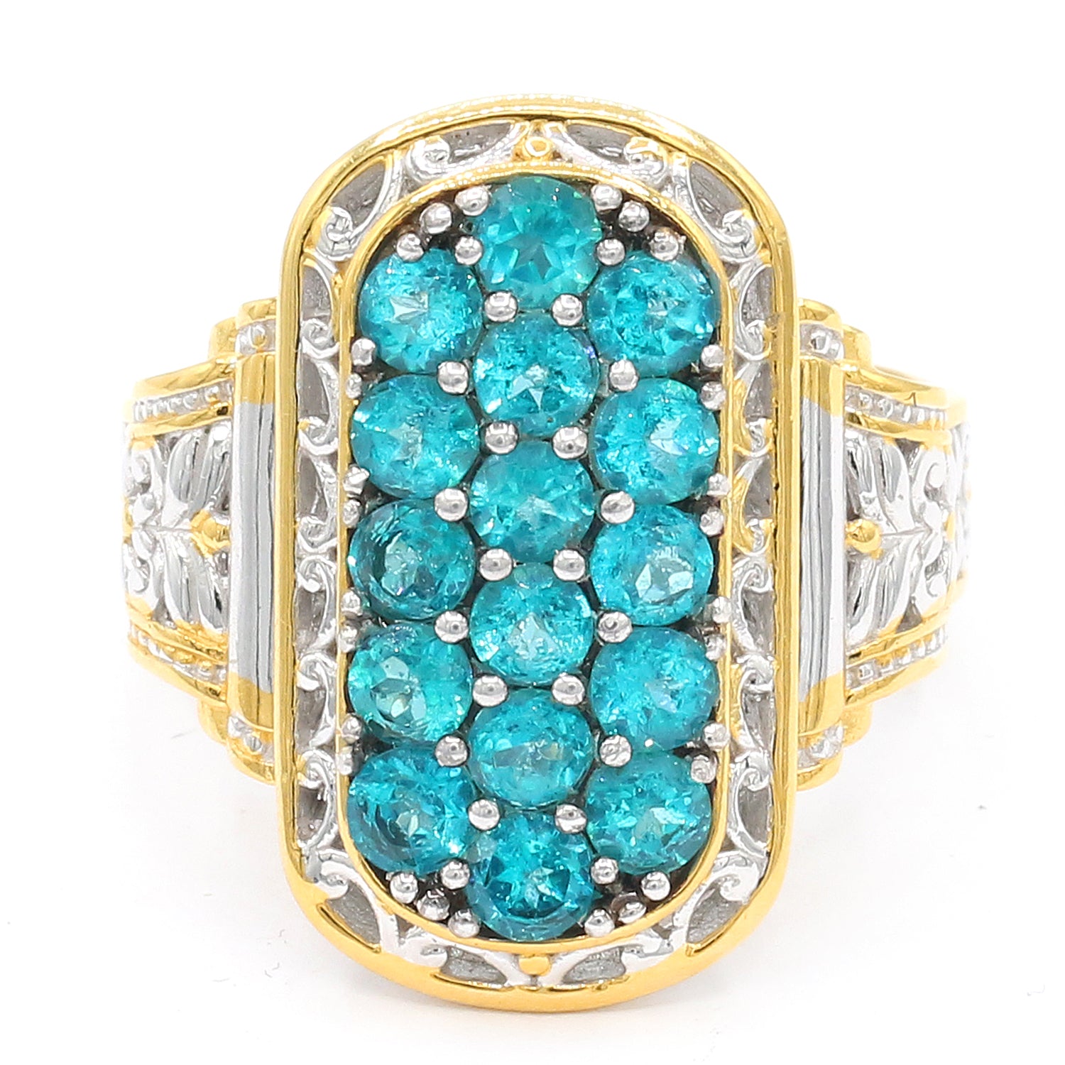 Gems en Vogue 2.56ctw Paraiba Apatite Cluster Ring