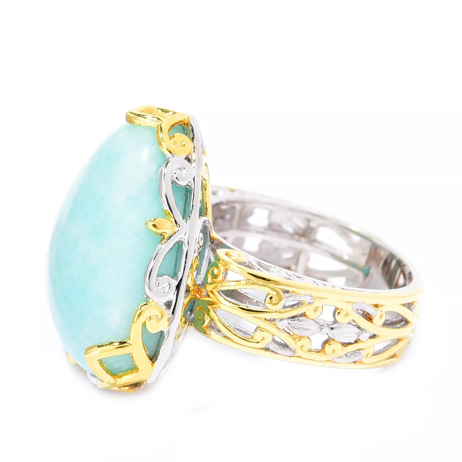 Gems en Vogue Trillion Shape Teal Amazonite Ring