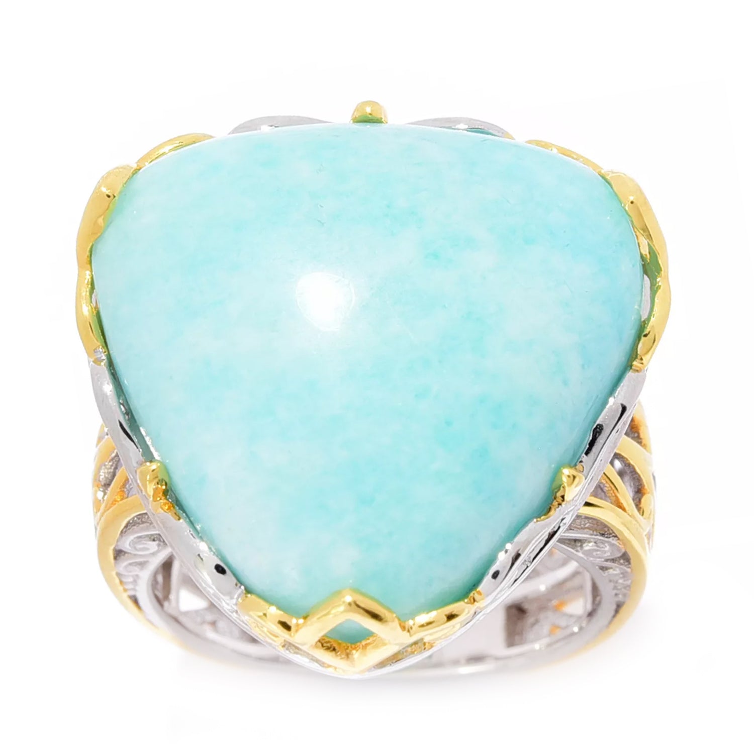 Gems en Vogue Trillion Shape Teal Amazonite Ring