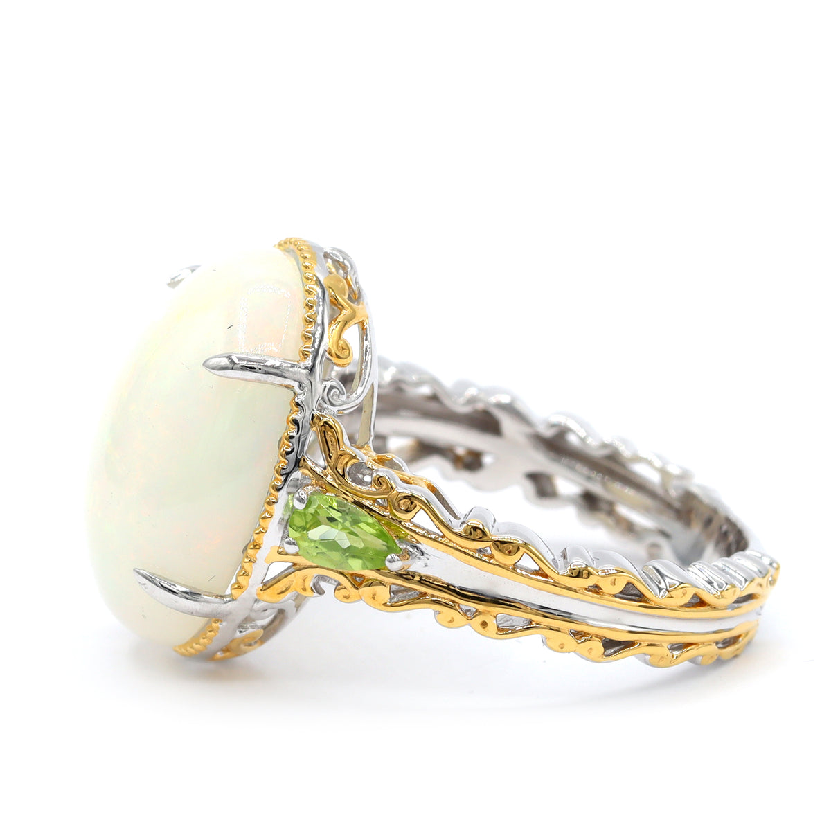 Gems en Vogue One-of-a-Kind 24K Palladium Silver Ethiopian Opal & Peridot Ring