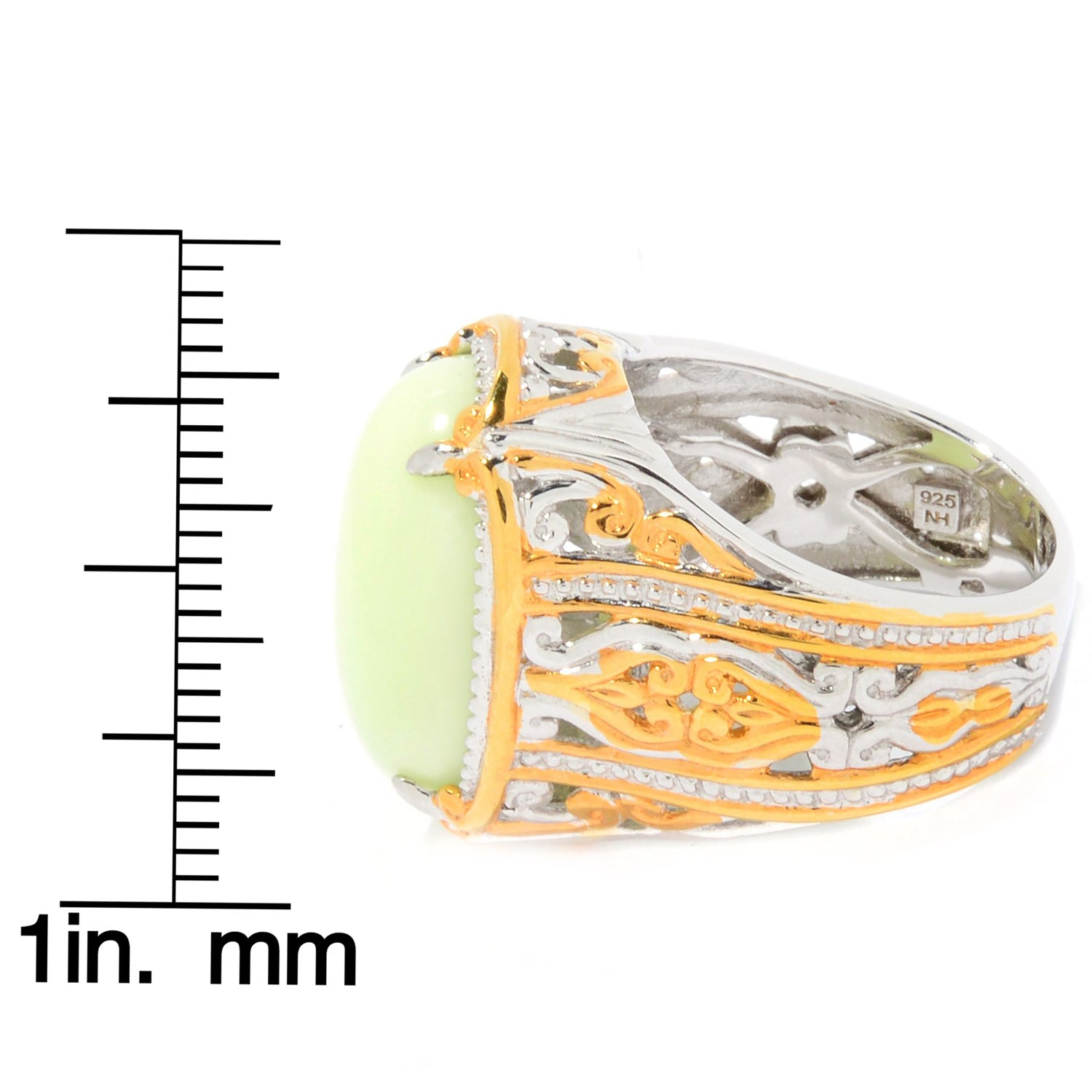 Gems en Vogue Lemon Chrysoprase Scrollwork & Milgrain Ring