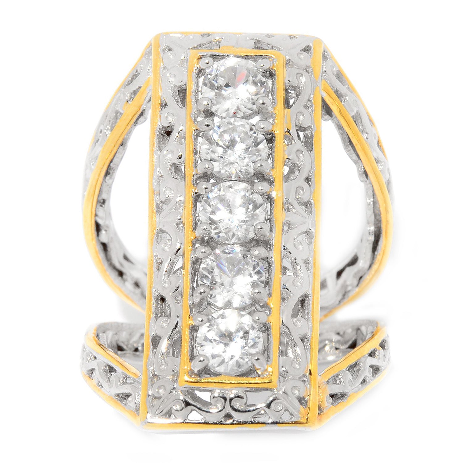 Gems en Vogue 2.00ctw White Zircon Five Stone Ring