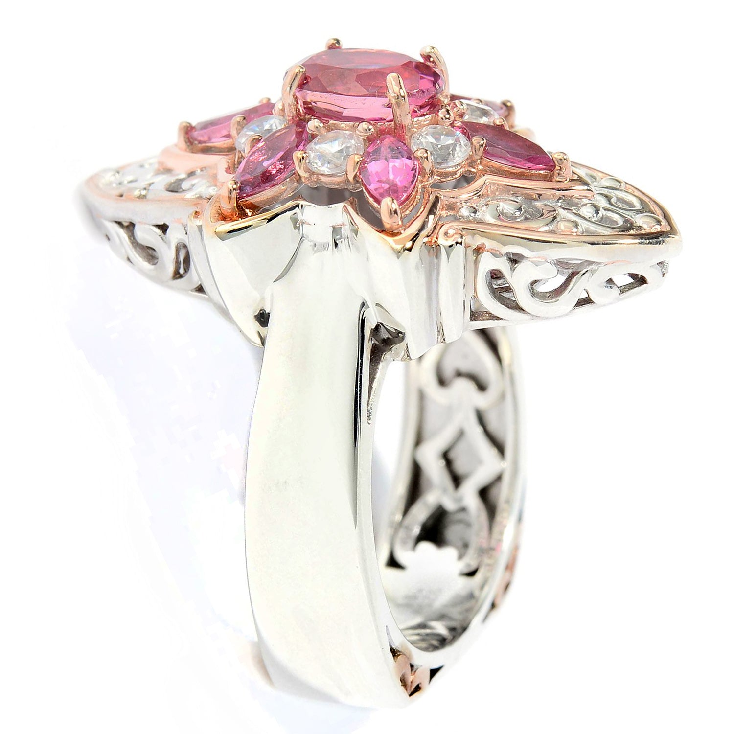 Gems en Vogue 1.53ctw Pink Tourmaline & White Zircon Ring