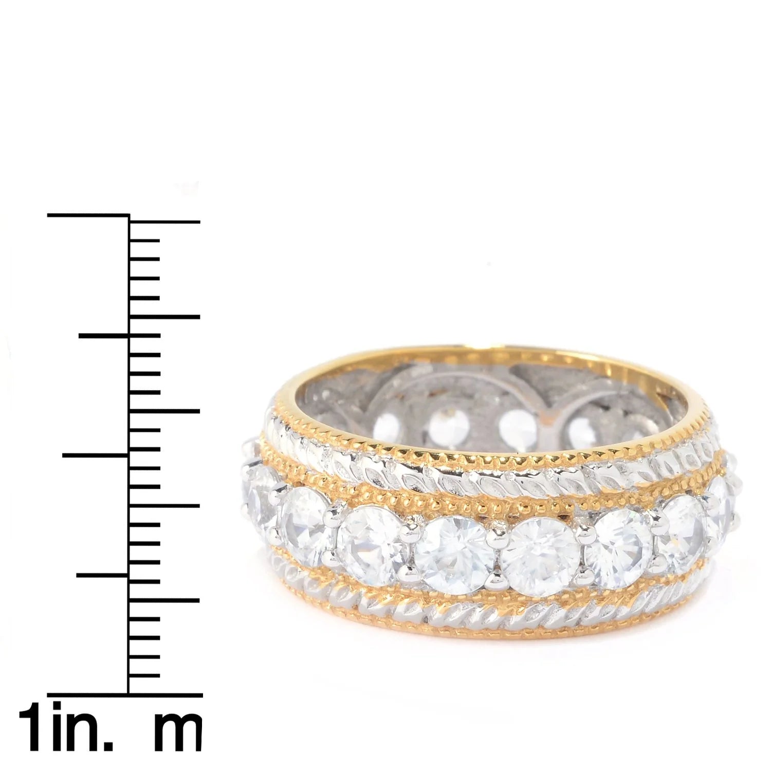 Gems en Vogue 3.96ctw White Zircon Rope Textured Eternity Band Ring