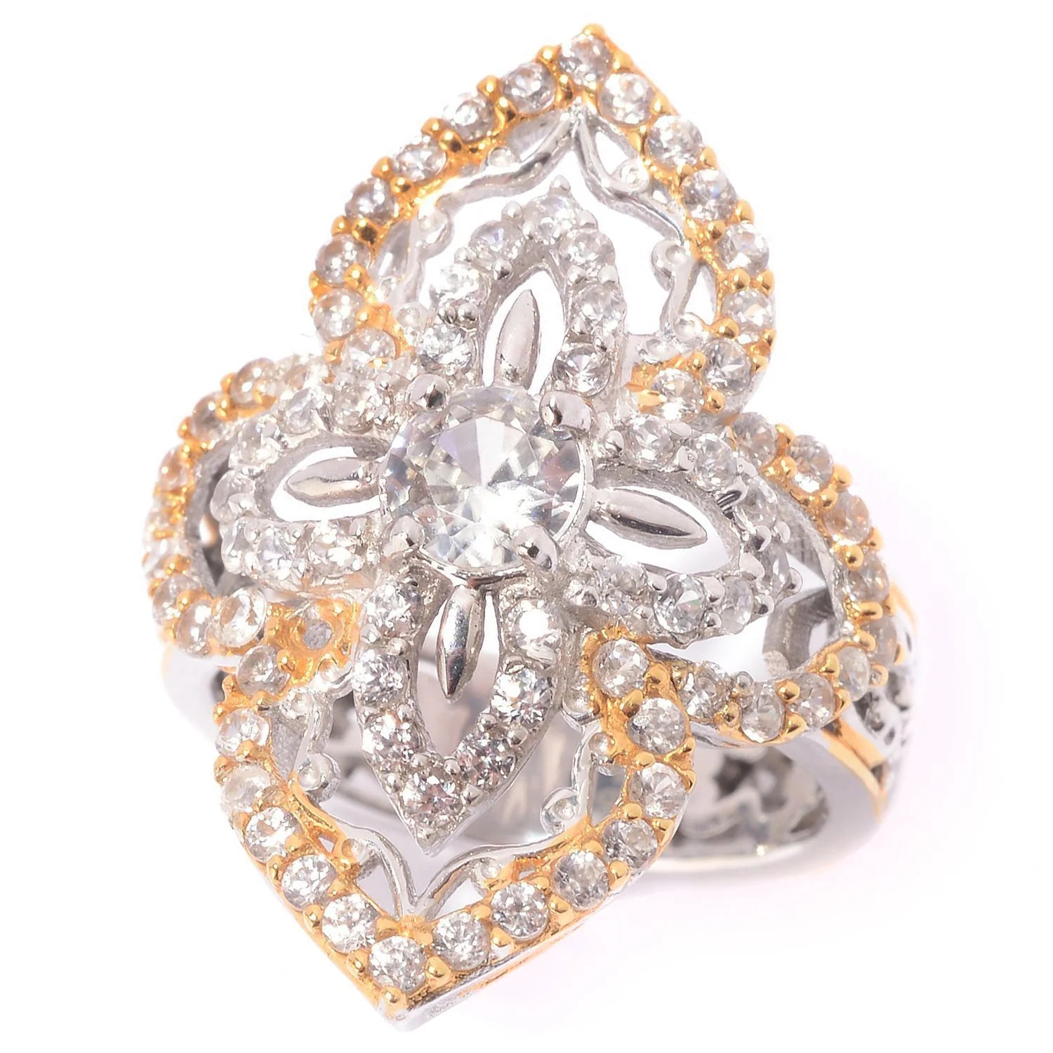 Gems en Vogue 2.35ctw White Zircon Elongated Ring