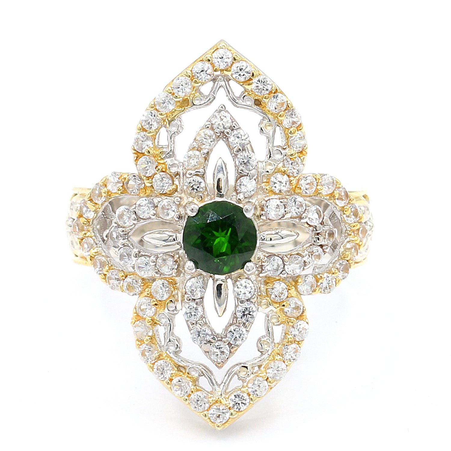 Gems en Vogue One-of-a-Kind 2.93ctw Chrome Diopside & White Zircon Ring