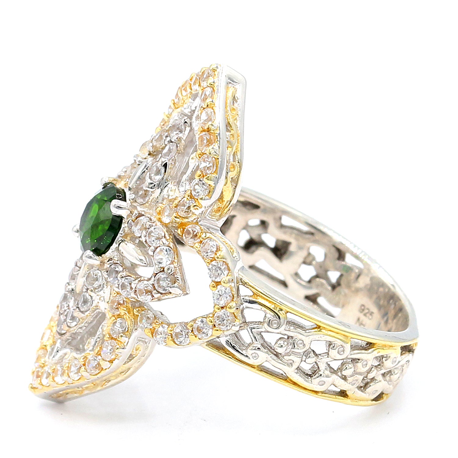 Gems en Vogue One-of-a-Kind 2.93ctw Chrome Diopside & White Zircon Ring