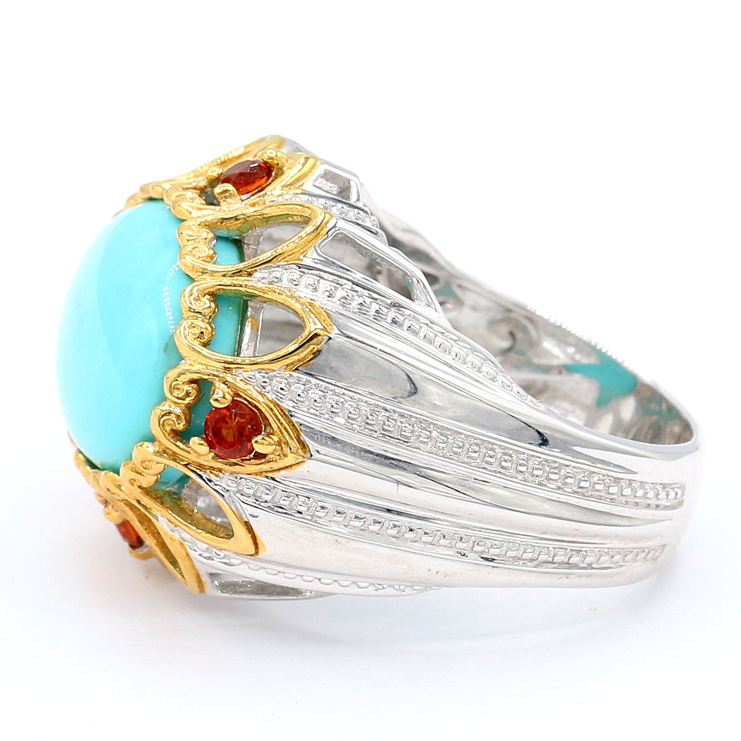 Gems en Vogue Kingman Turquoise & Madeira Citrine Ring