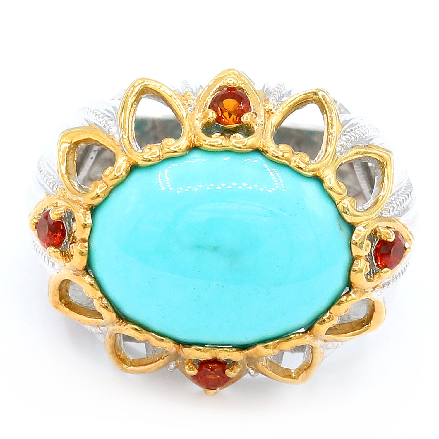 Gems en Vogue Kingman Turquoise & Madeira Citrine Ring