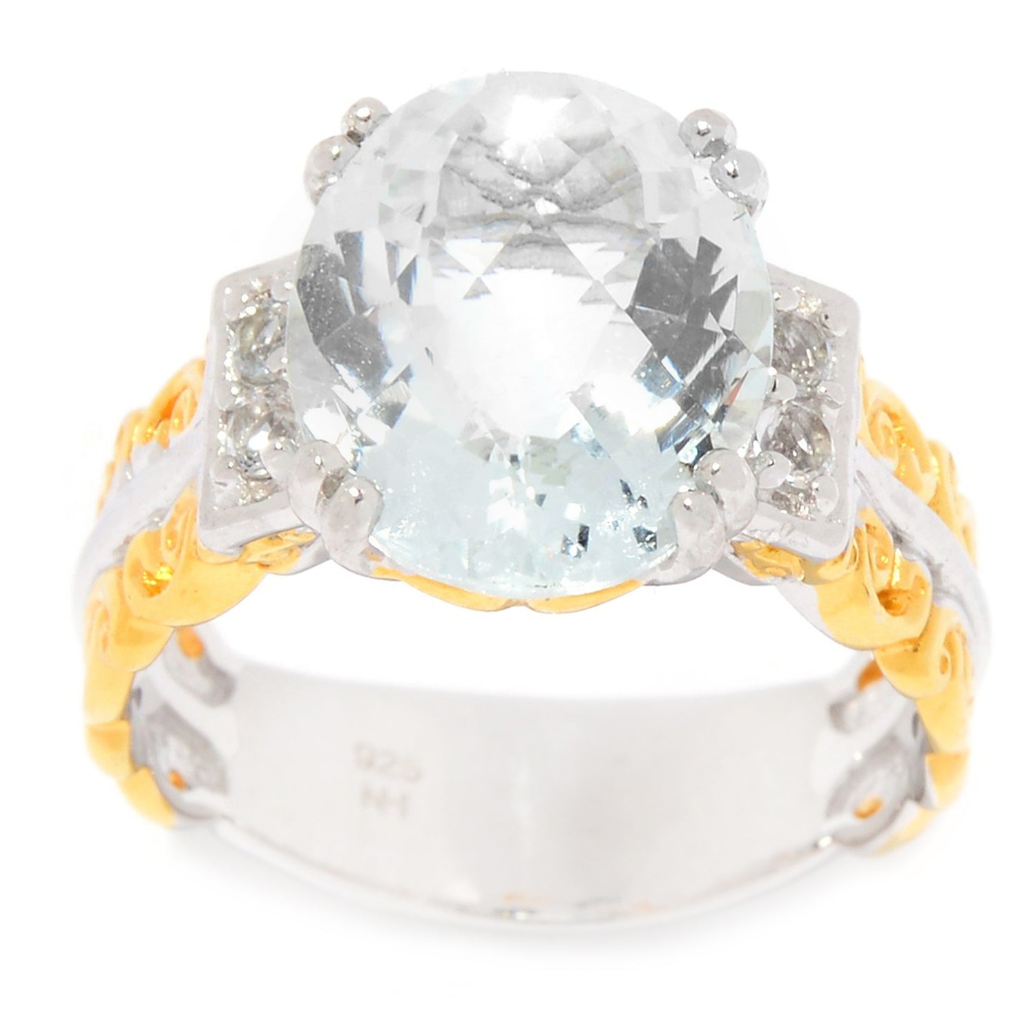 Gems en Vogue 4.20ctw Goshenite & White Topaz Ring