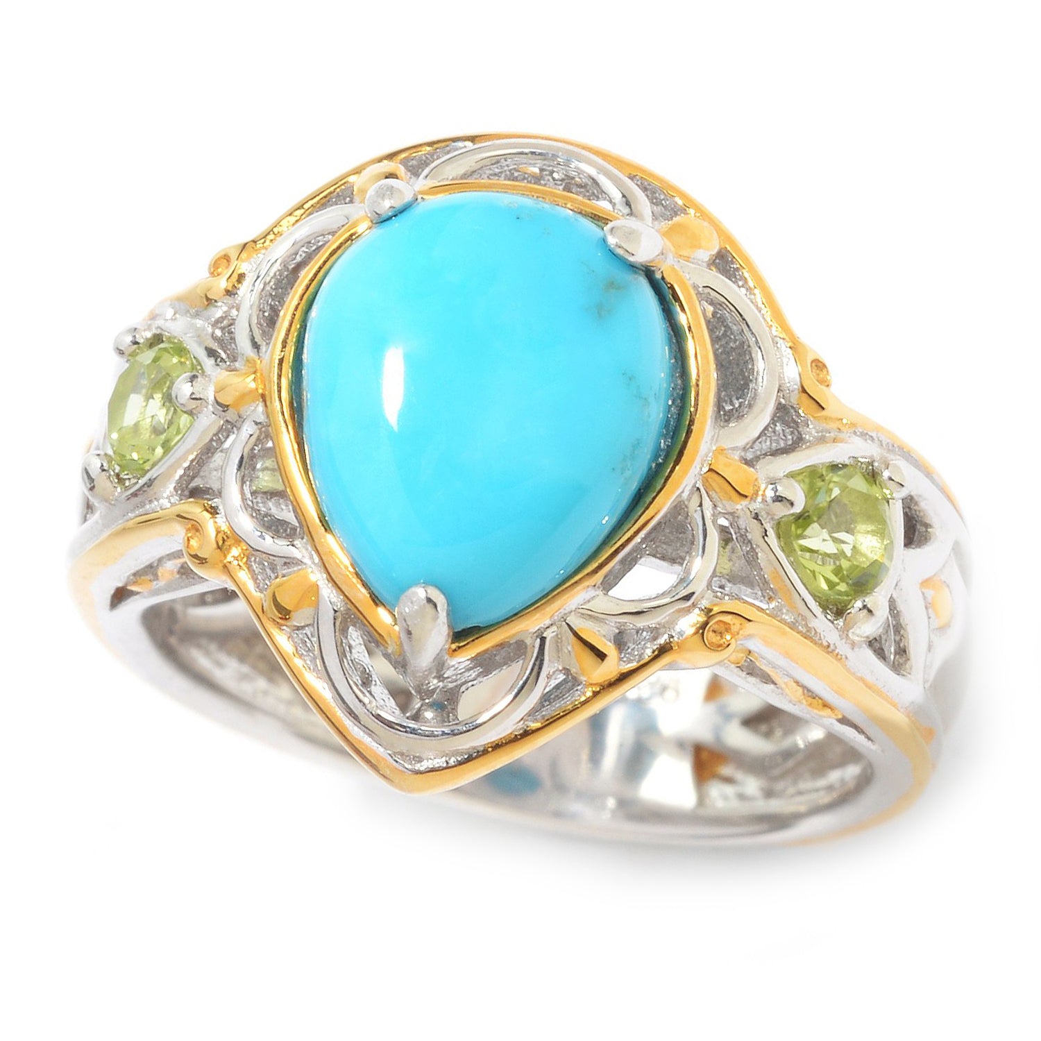 Gems en Vogue Kingman Turquoise & Peridot Ring