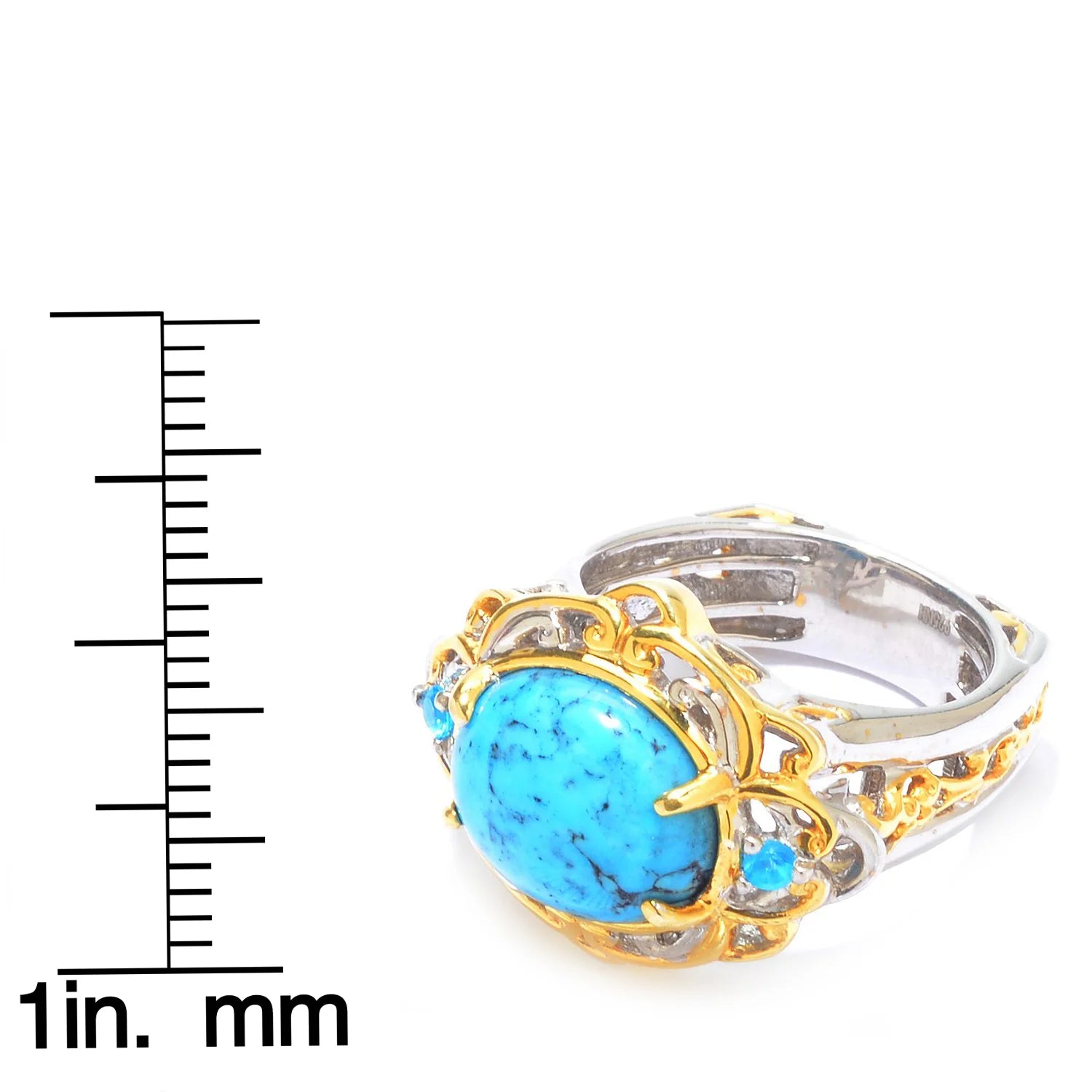 Gems en Vogue Spiderweb Turquoise & Neon Apatite Ring