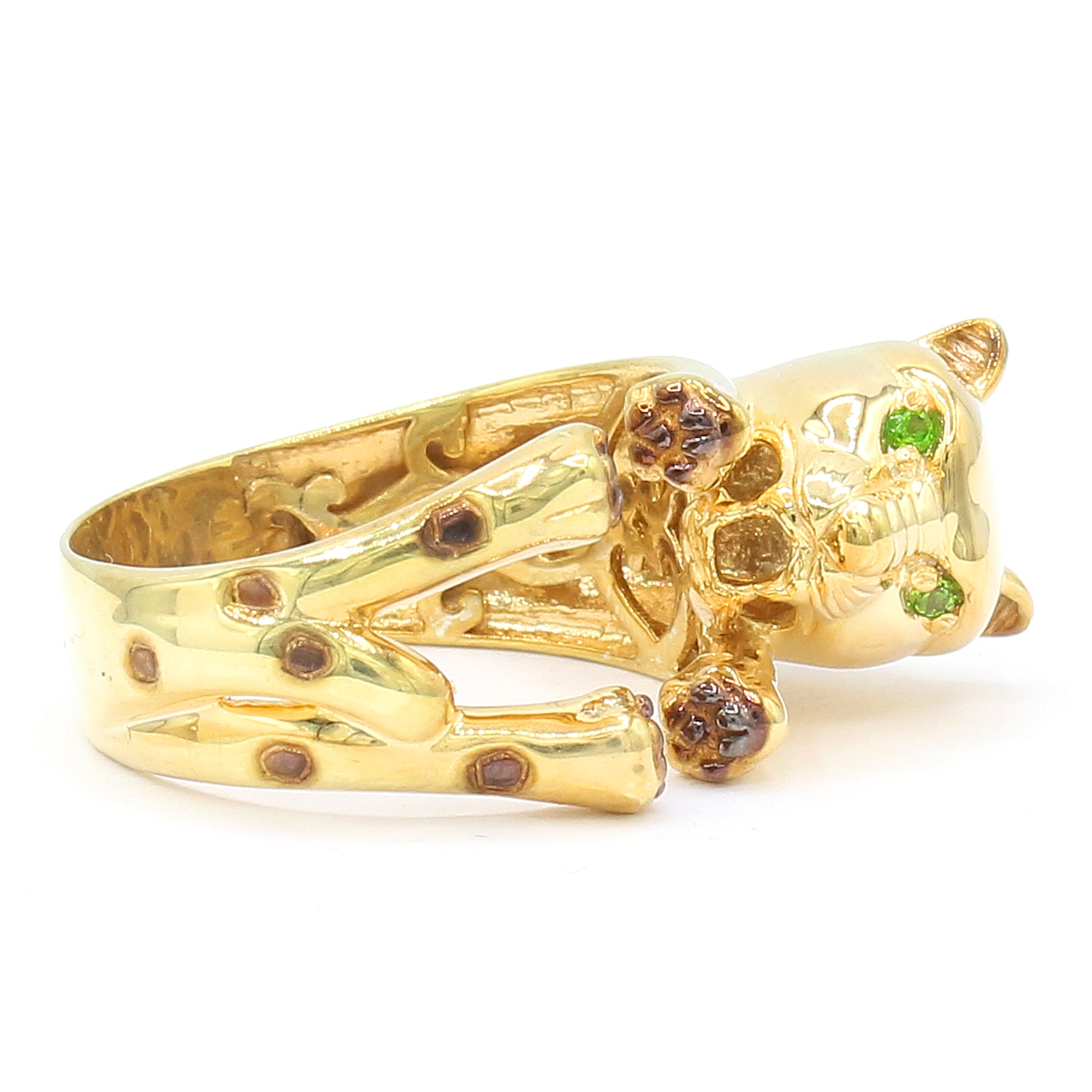 Gems en Vogue 24K Palladium Silver Chrome Diopside Panther Ring