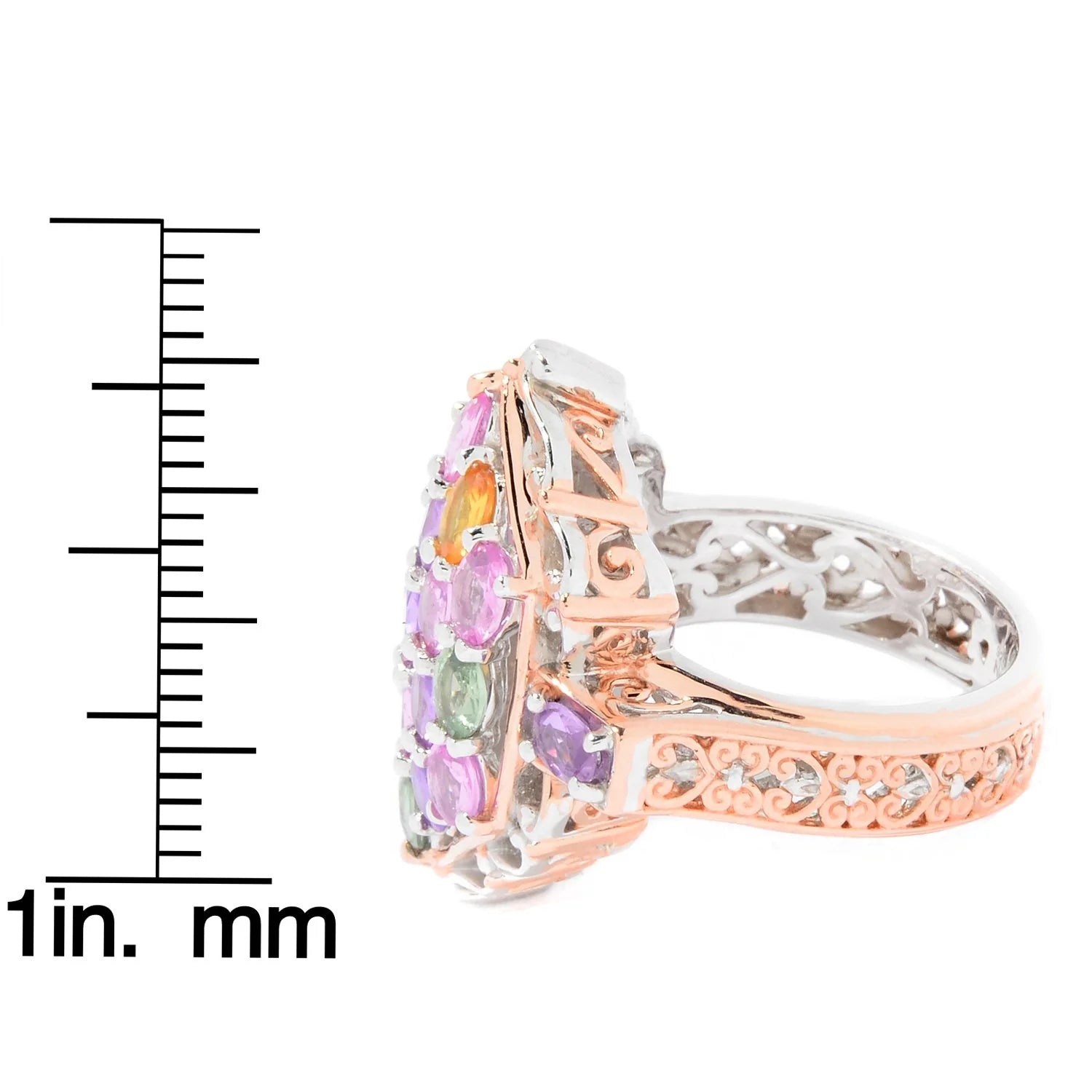 Gems en Vogue 3.78ctw Multi Color Pastel Sapphire Cluster Ring