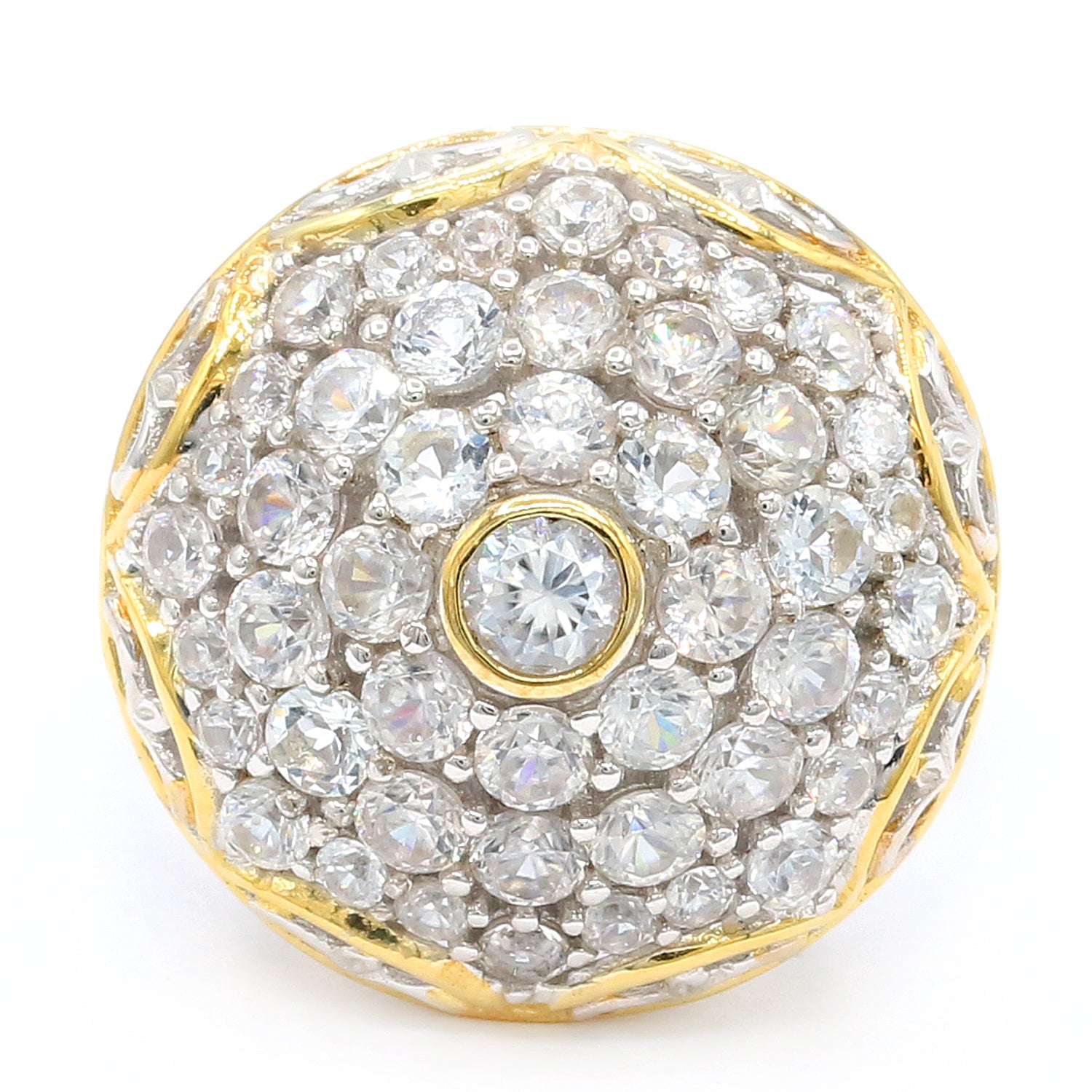 Gems en Vogue 6.08ctw White Zircon Dome Ring