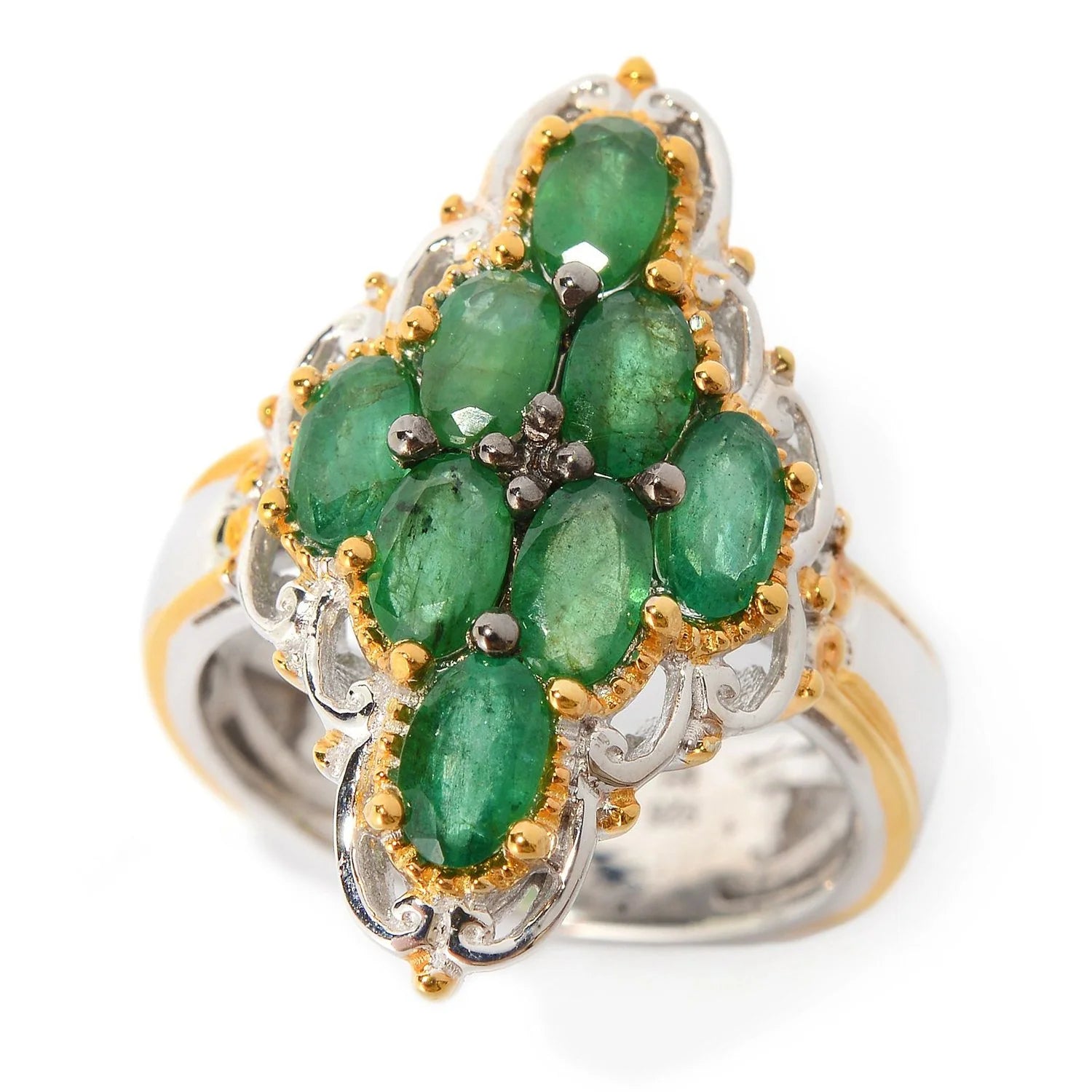 Gems en Vogue 2.00ctw Emerald Eight-Stone Ring