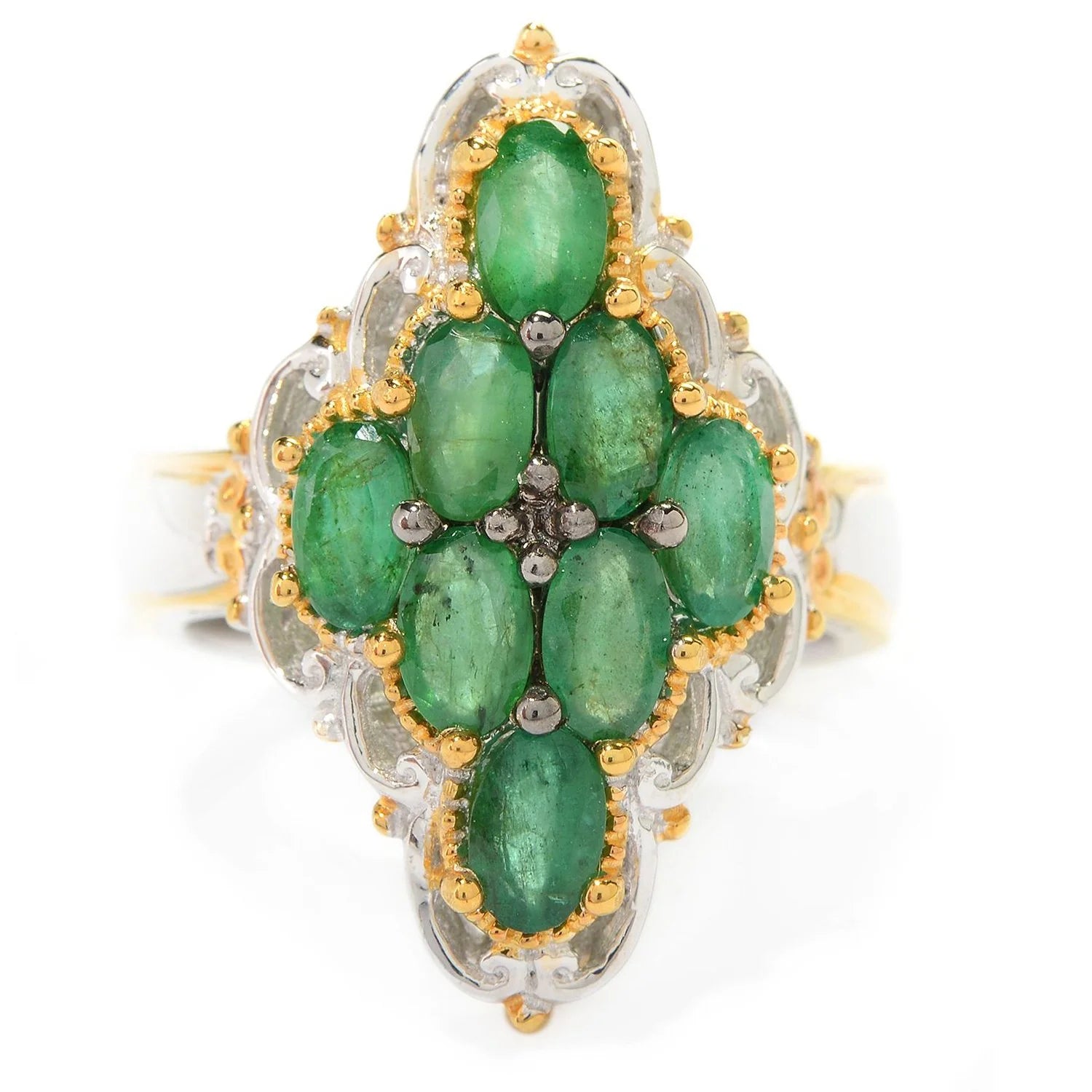 Gems en Vogue 2.00ctw Emerald Eight-Stone Ring