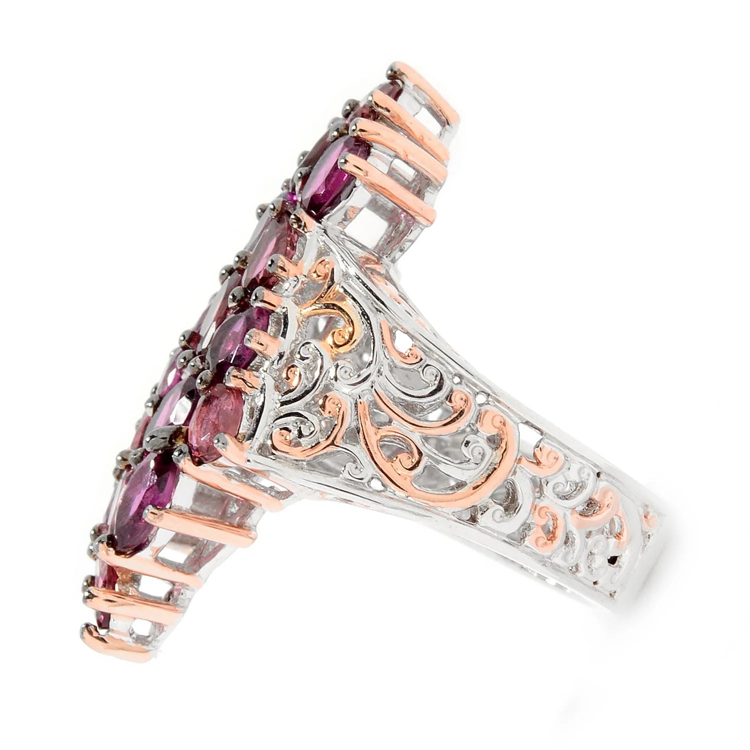 Gems en Vogue 4.97ctw Rhodolite Cluster Ring