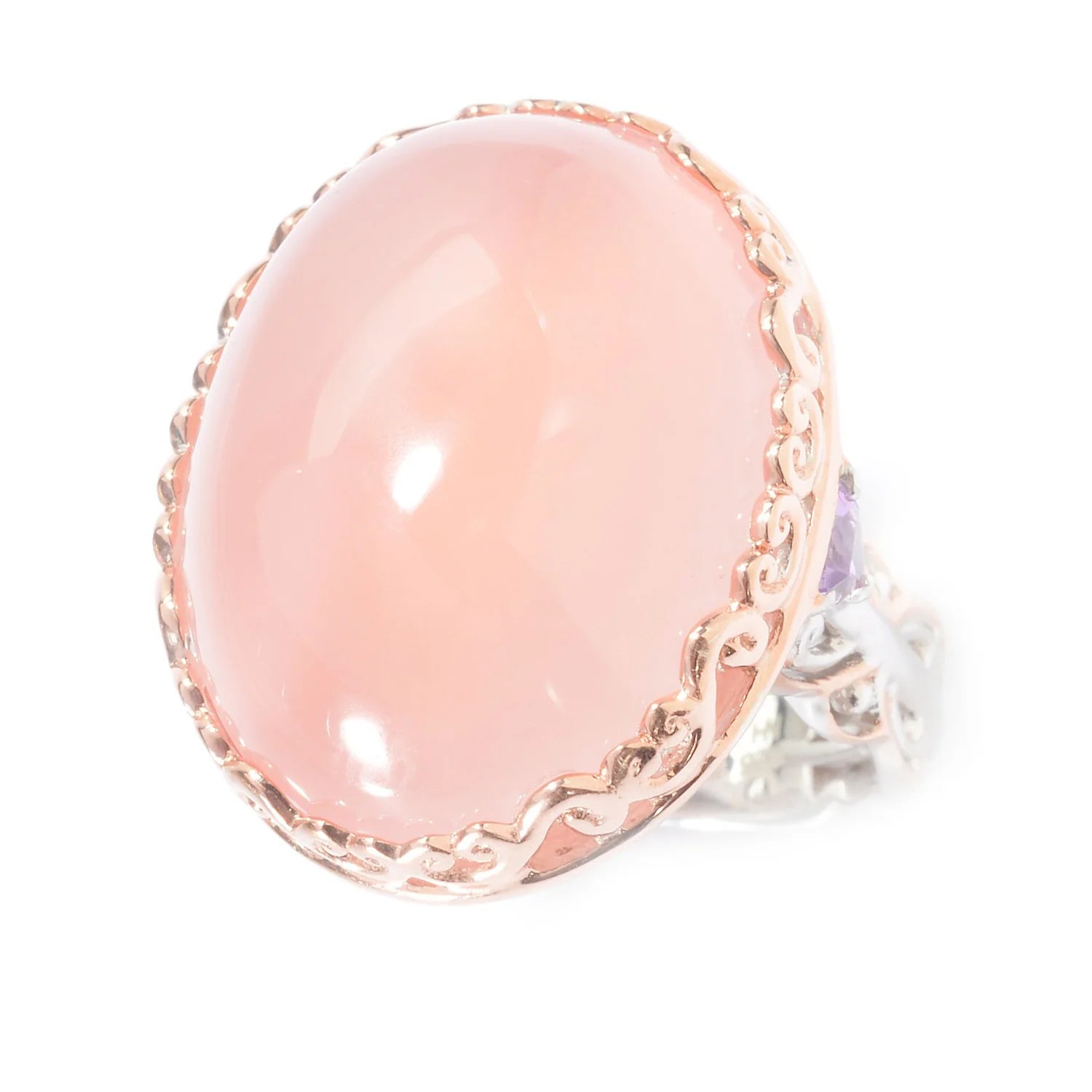 Gems en Vogue Madagascar Rose Quartz & Amethyst Ring