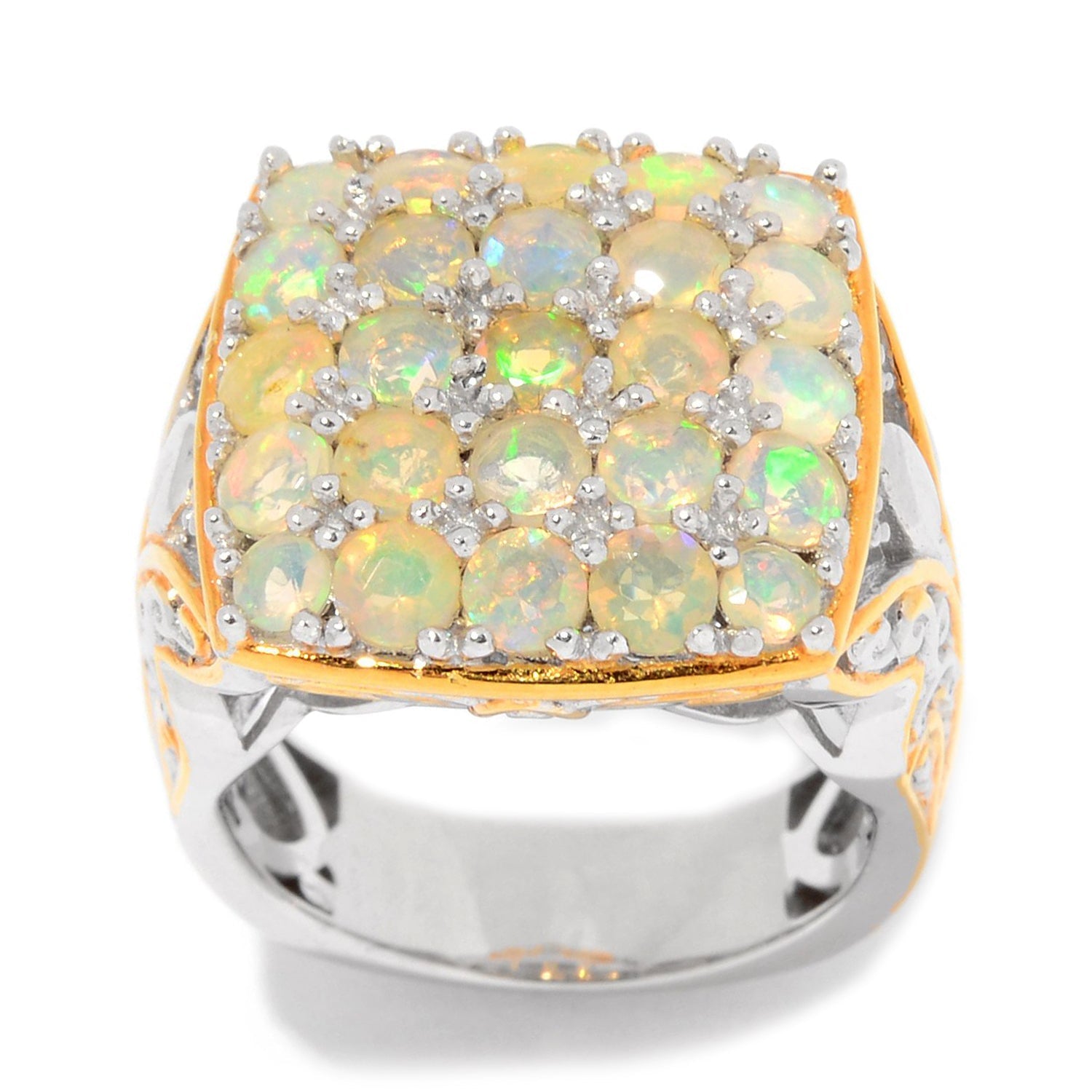 Gems en Vogue Ethiopian Opal 25-Stone Square Cluster Ring