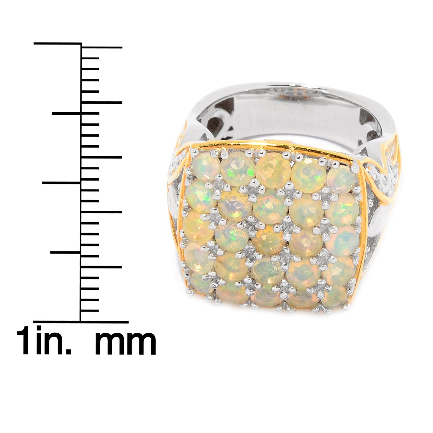 Gems en Vogue Ethiopian Opal 25-Stone Square Cluster Ring