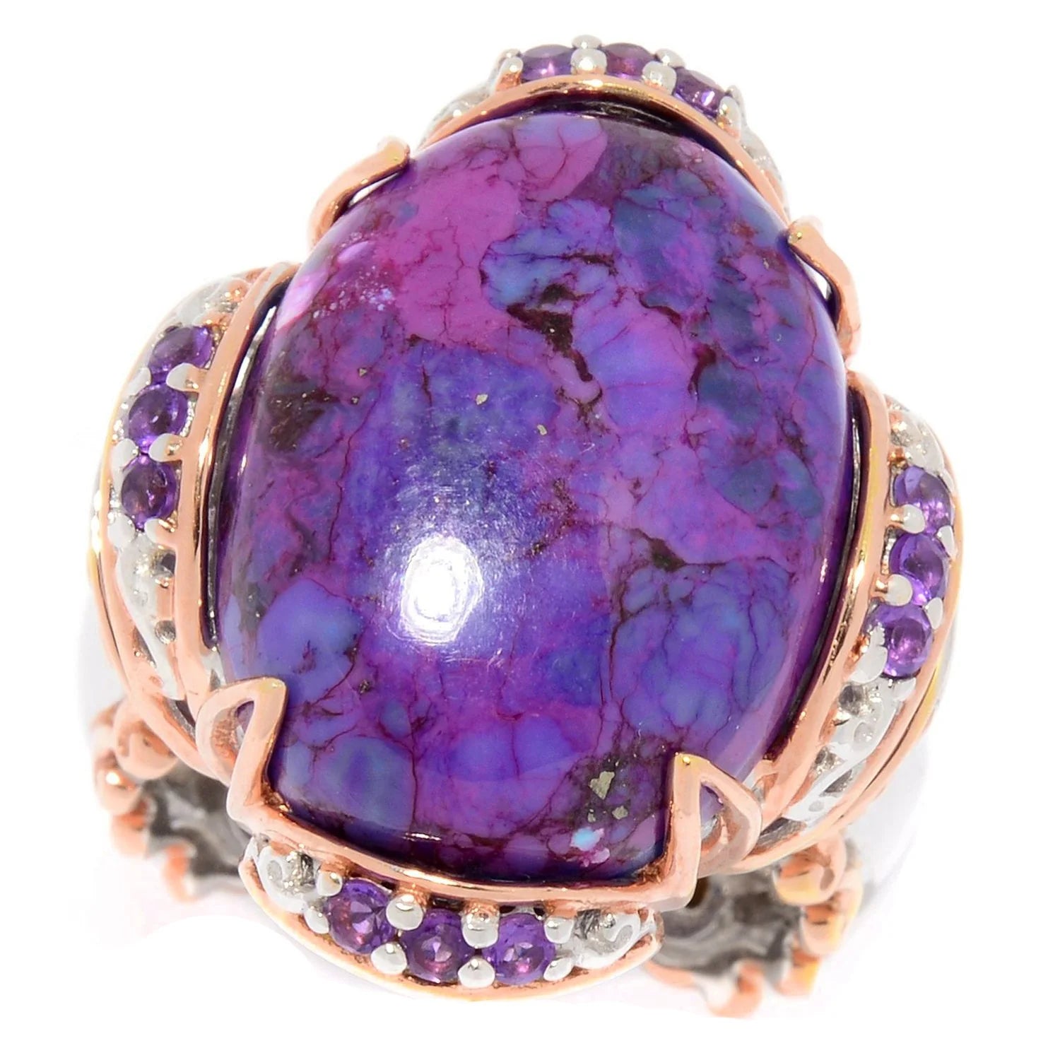 Gems en Vogue Mohave Turquoise & African Amethyst Cocktail Ring