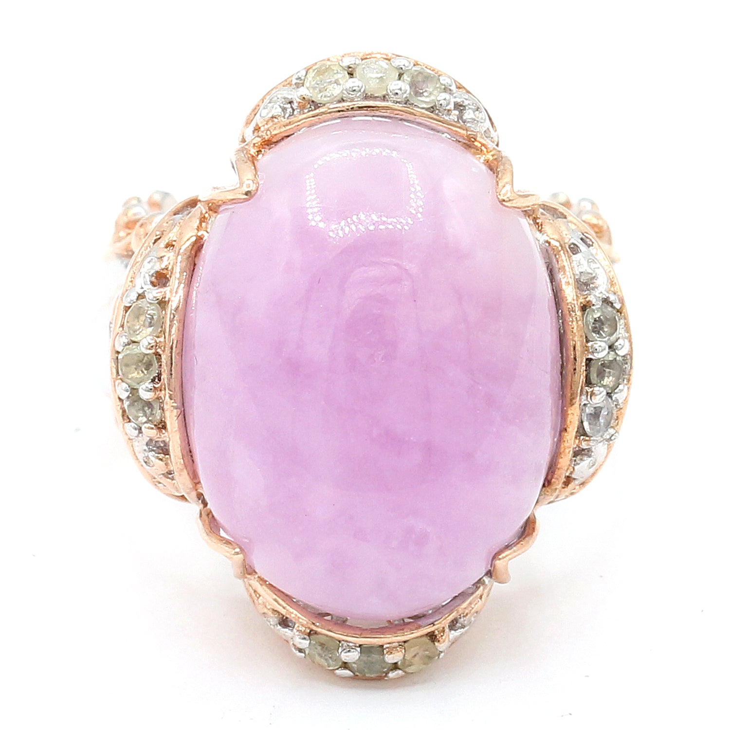 Gems en Vogue Kunzite Cabochon & White Zircon Ring