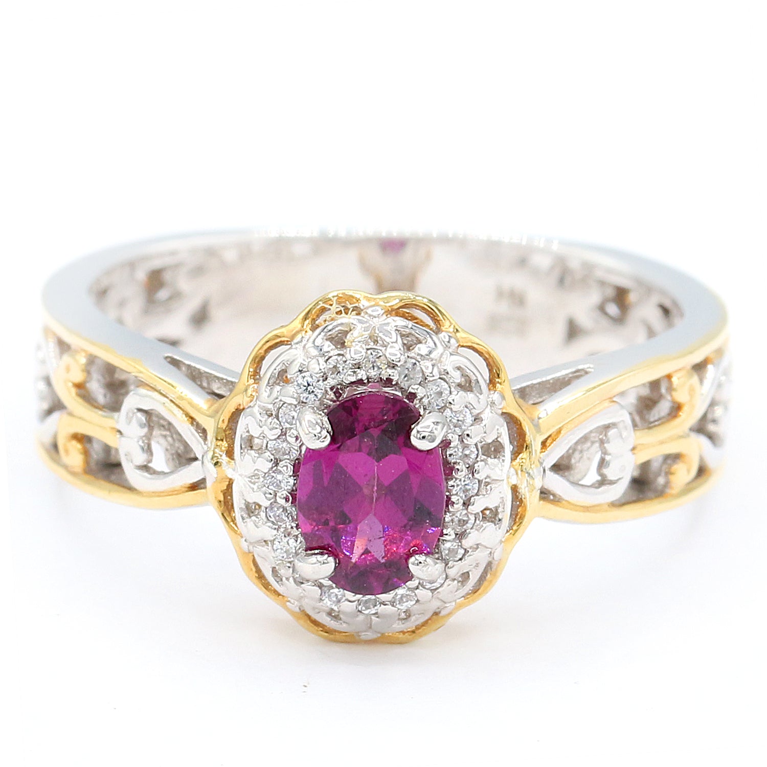 Gems en Vogue 1.12ctw Purple Garnet & White Zircon Ring