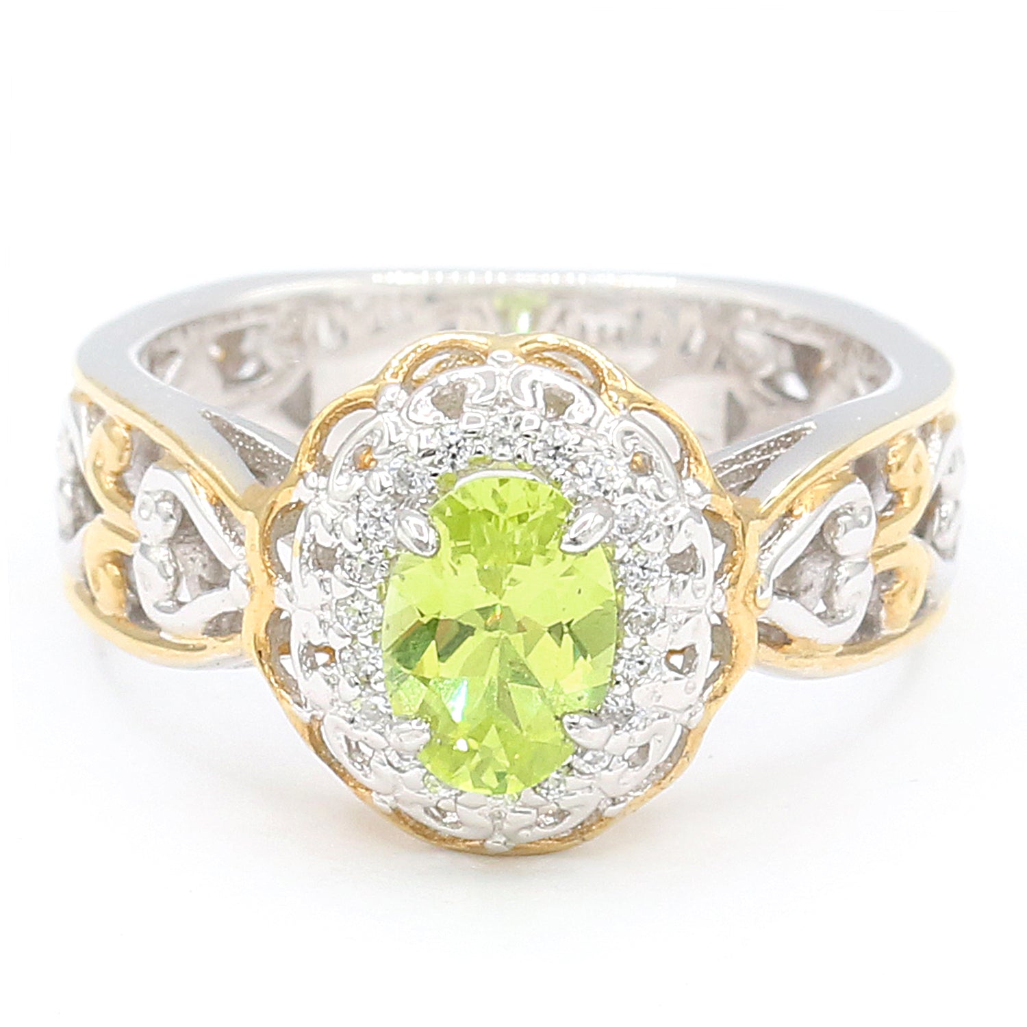 Gems en Vogue 0.87ctw Sphene & White Zircon Halo Ring