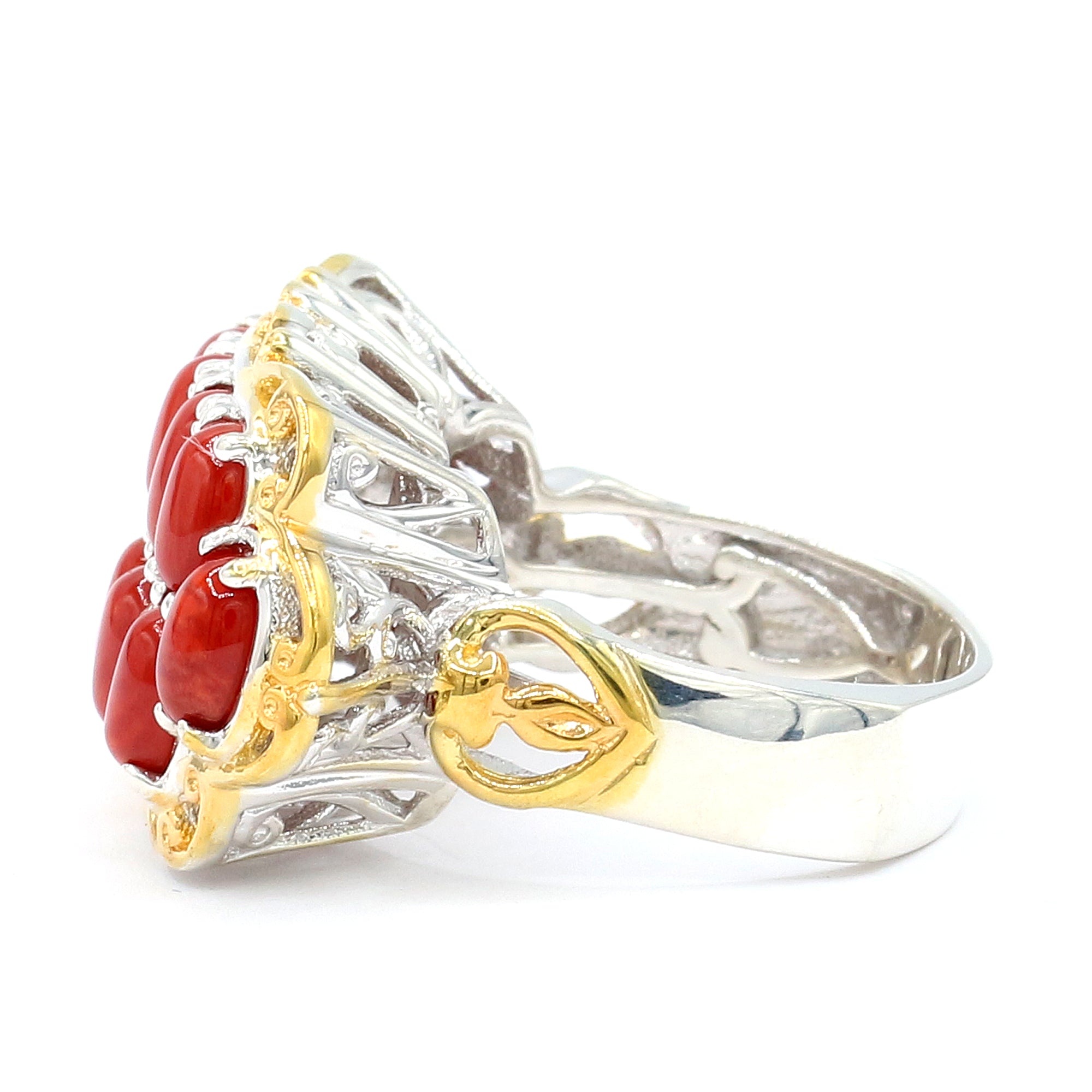 Gems en Vogue One-of-a-Kind 24K Palladium Silver Red Coral Ring