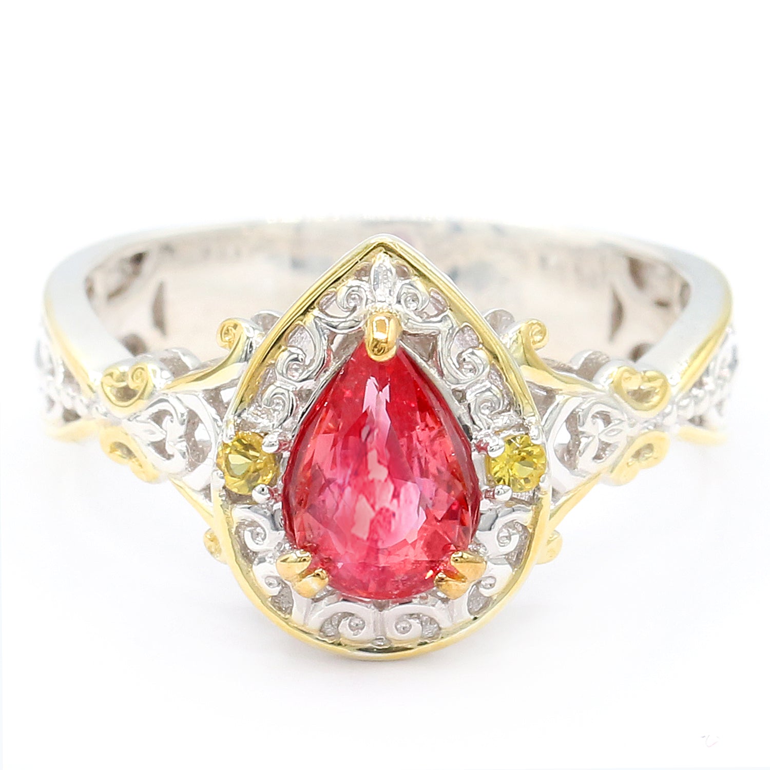Limited Edition Gems en Vogue Luxe, One-of-a-Kind 1.52ctw Padparadscha Sapphire & Yellow Sapphire Ring