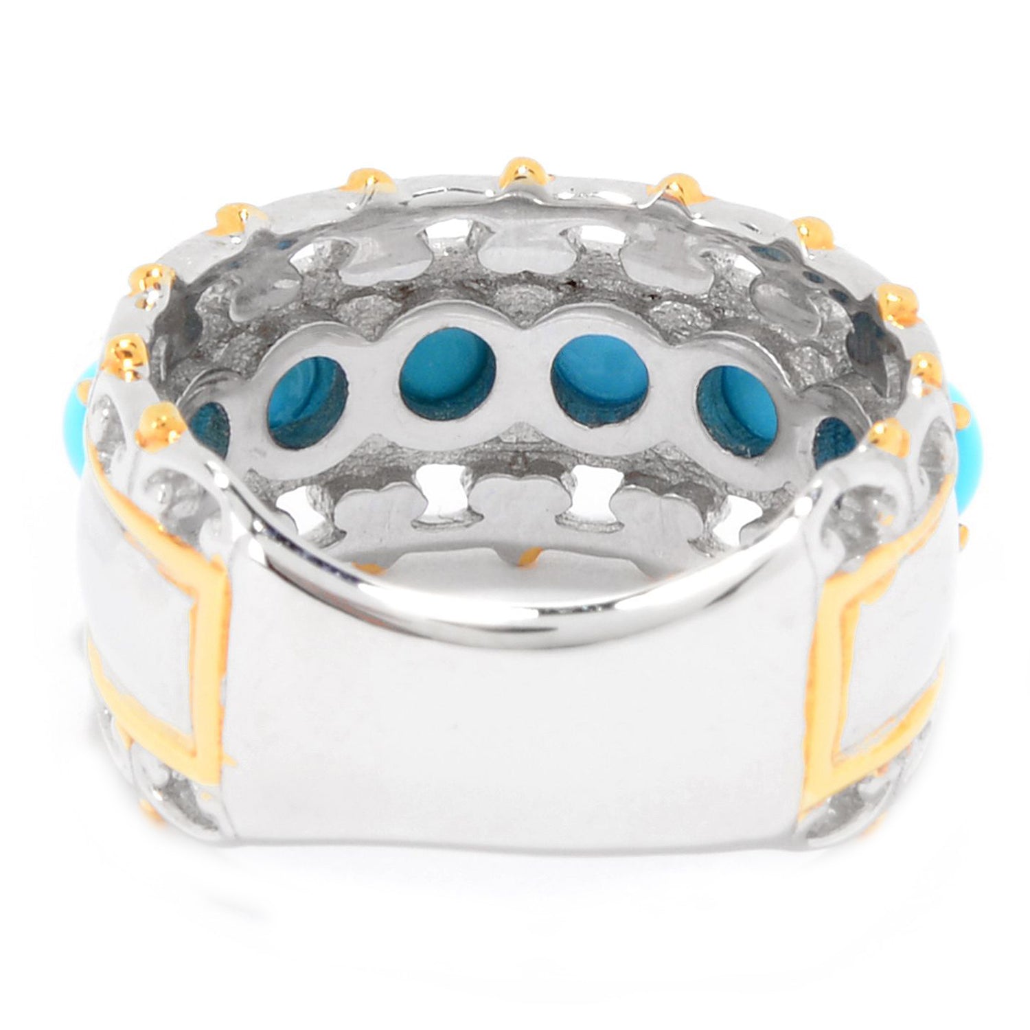 Gems en Vogue 24K Palladium Silver Sleeping Beauty Turquoise Band Ring