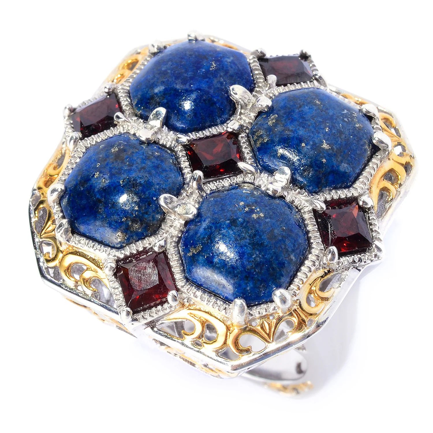 Gems en Vogue 2.25ctw Lapis & Garnet Italy Collection Ring