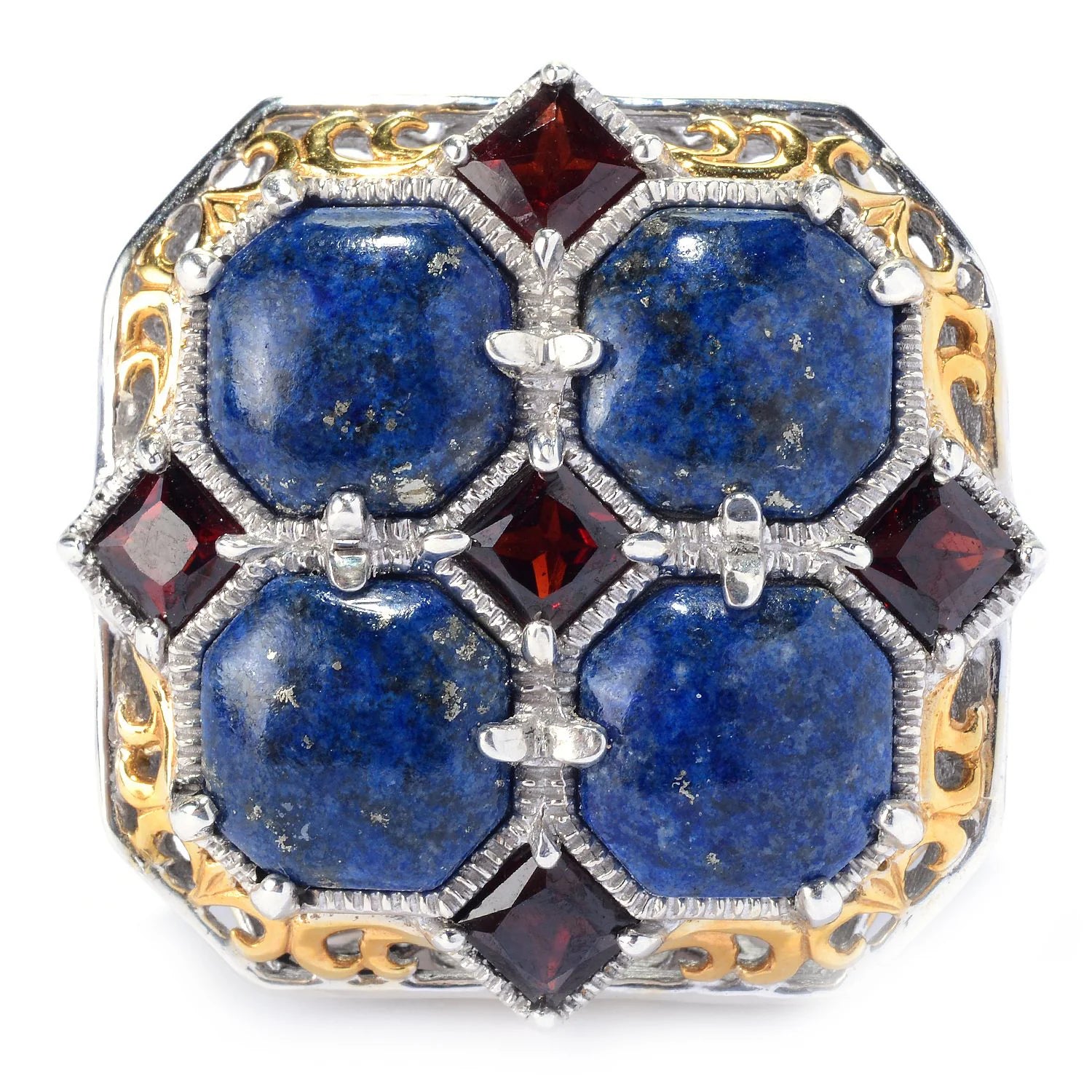 Gems en Vogue 2.25ctw Lapis & Garnet Italy Collection Ring