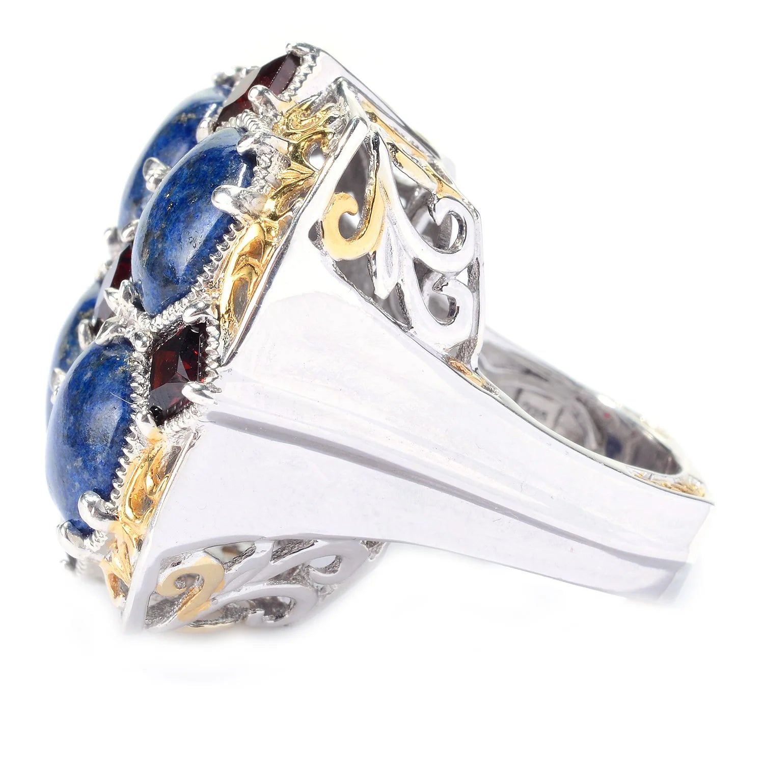 Gems en Vogue 2.25ctw Lapis & Garnet Italy Collection Ring