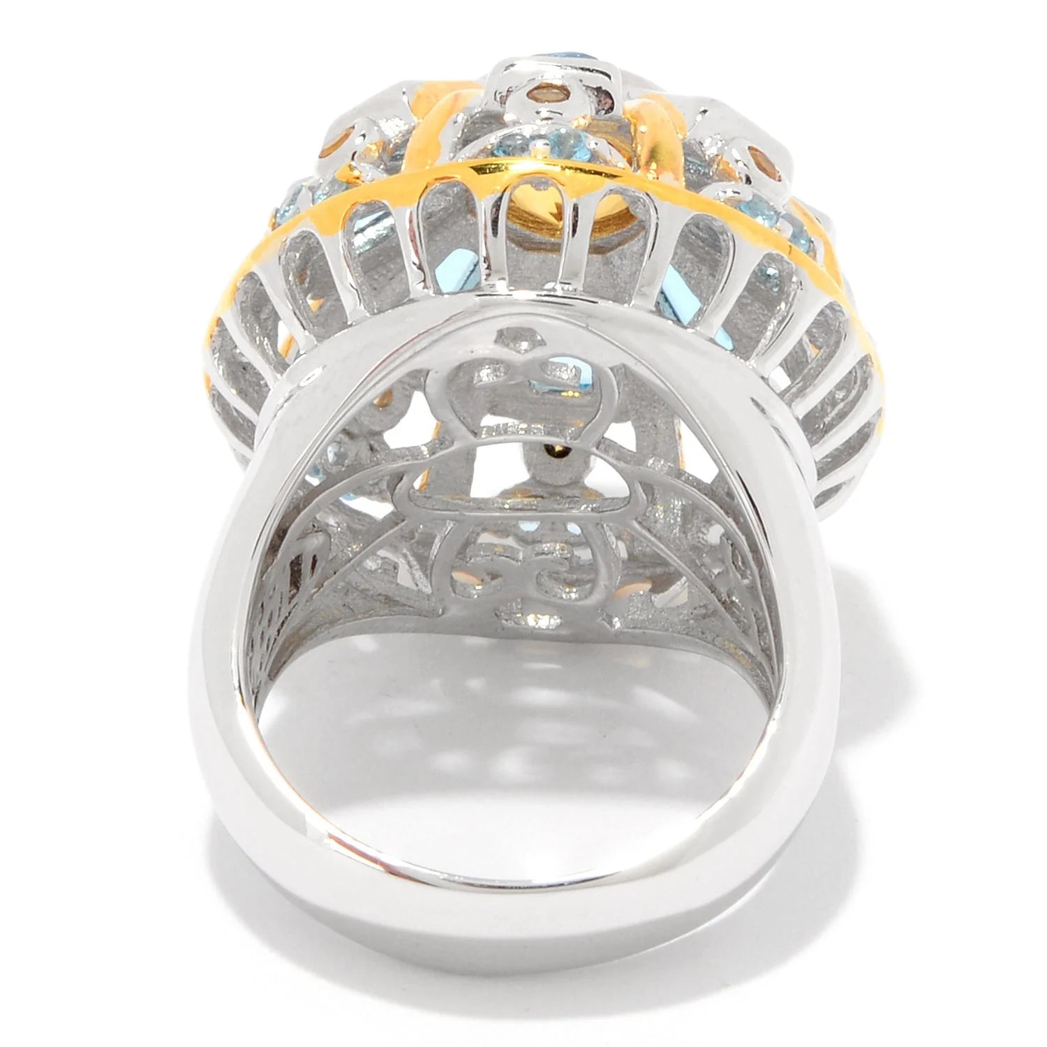 Gems en Vogue 4.62ctw Citrine & Swiss Blue Topaz Dome Ring