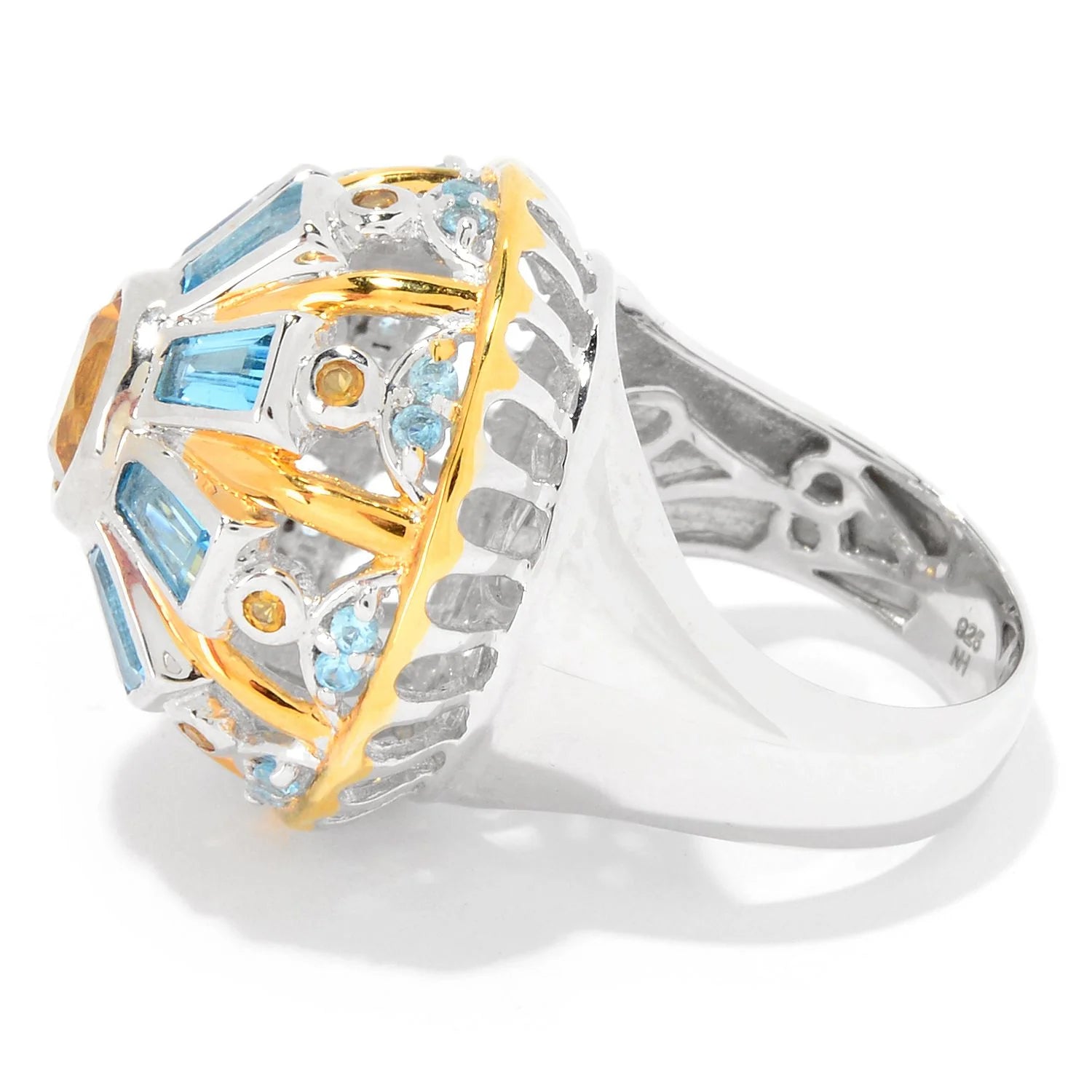 Gems en Vogue 4.62ctw Citrine & Swiss Blue Topaz Dome Ring