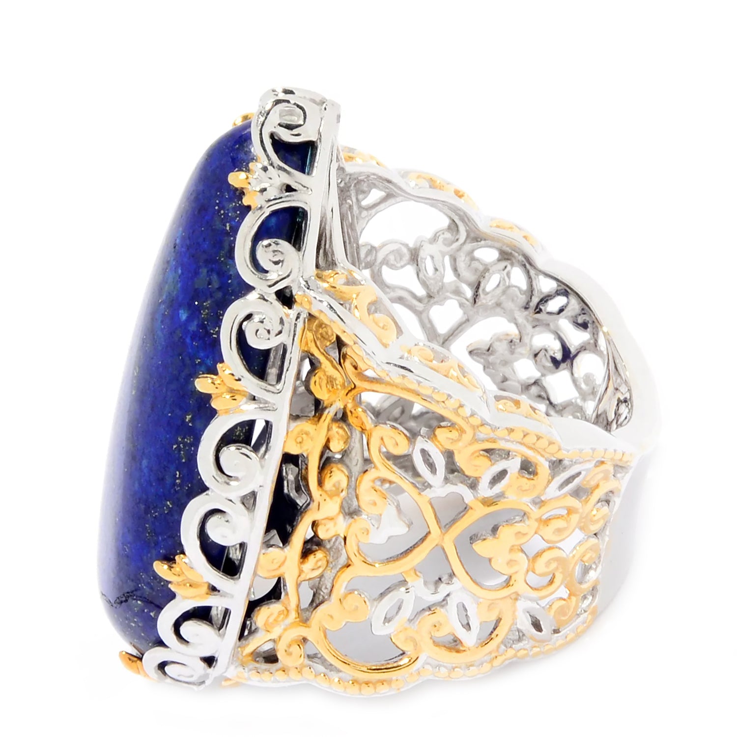 Gems en Vogue Pear Shaped Lapis Wide Band Ring